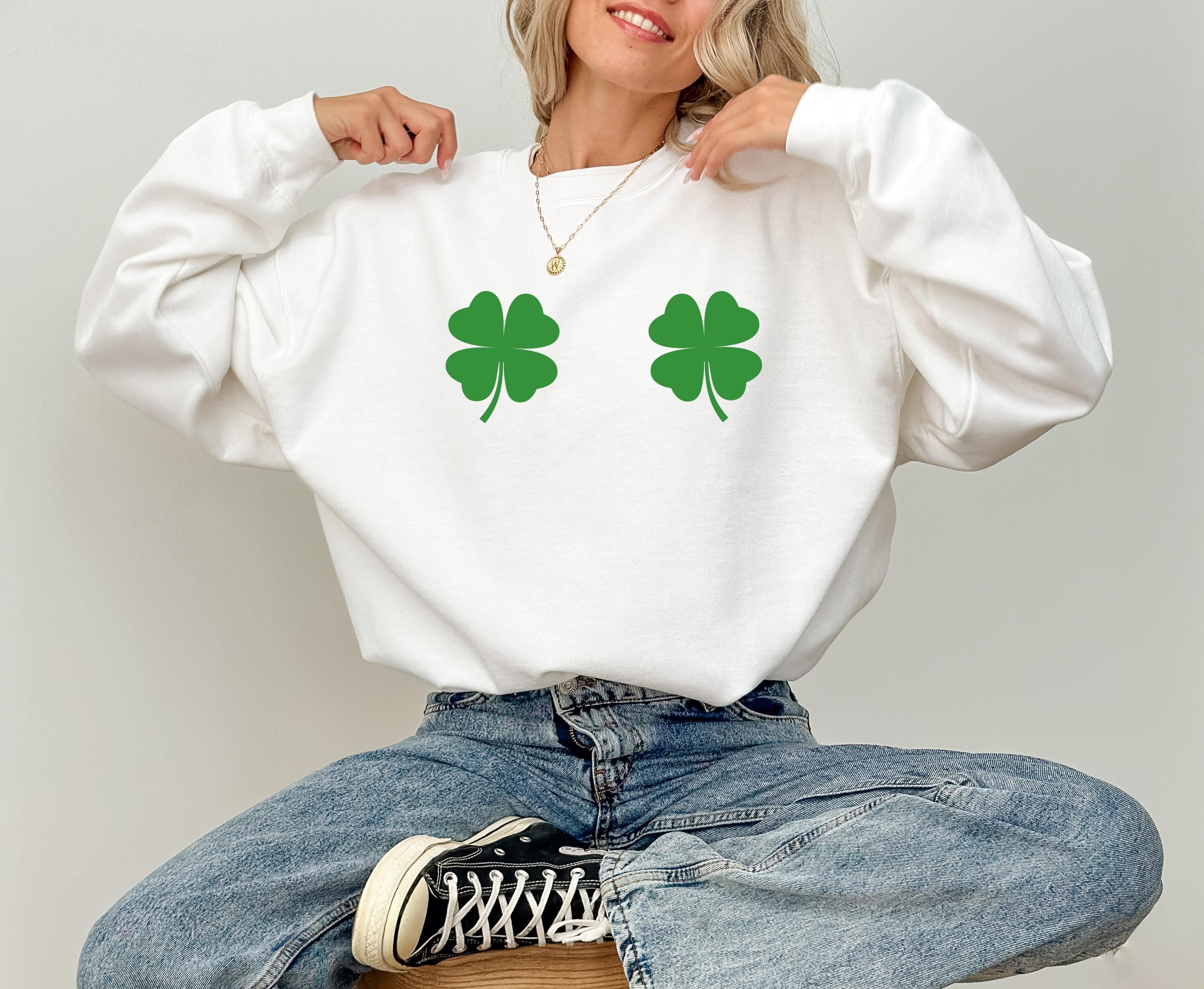 Green 4 Leaf Clover St Patty's Sweatshirt, St Paddy's Day Sweater, St Patricks Day Crewneck, Lucky Pullover, Unisex Sweatshirt, Shamrock