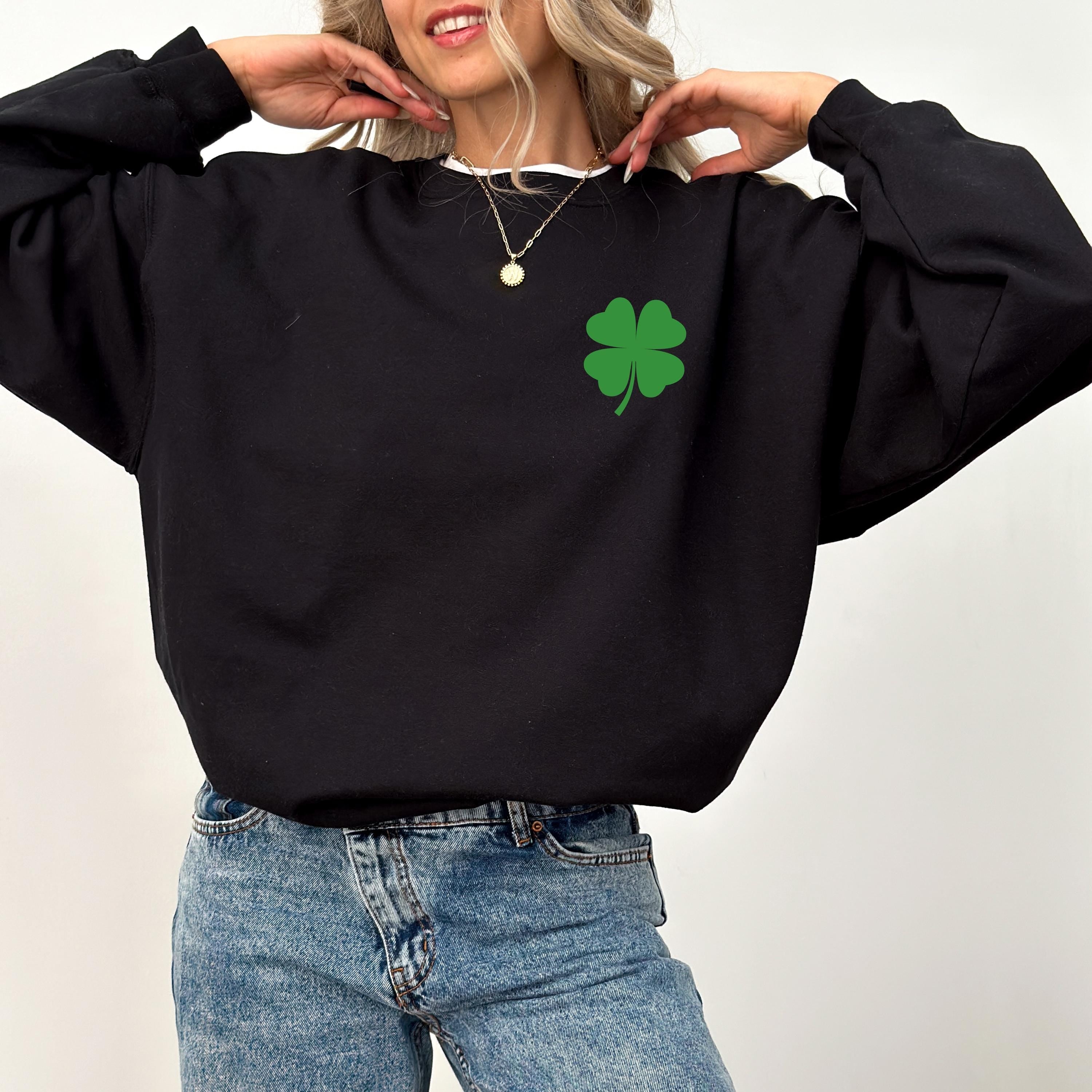 Minimalist 4 Leaf Clover St Patty's Sweatshirt, St Paddy's Day Shirt, St Patricks Day Crewneck, Lucky Pullover, Unisex Sweatshirt, Shamrock