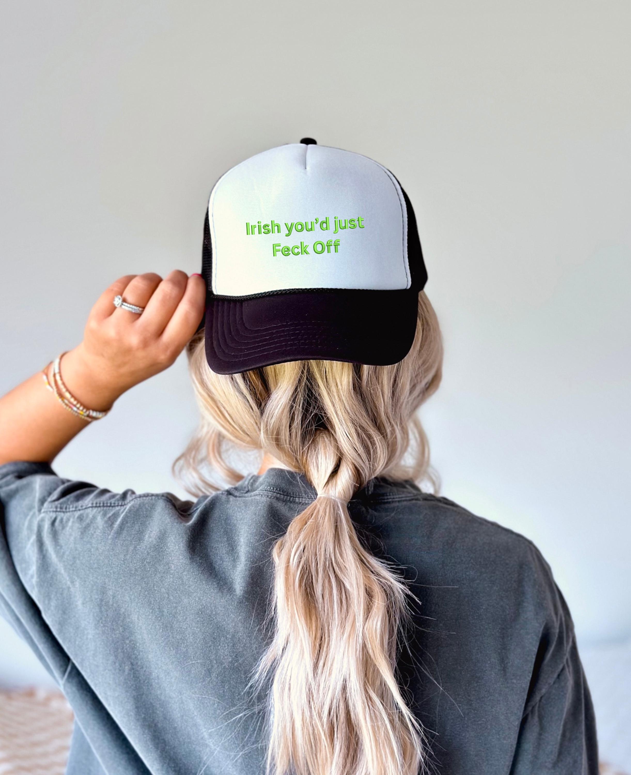I wish you would Feck off Embroidered Hat, St Patty's Day Embroidered Rope Hat,St Patrick's Day Snapback Adjustable Hat, Mens and Womens Hat