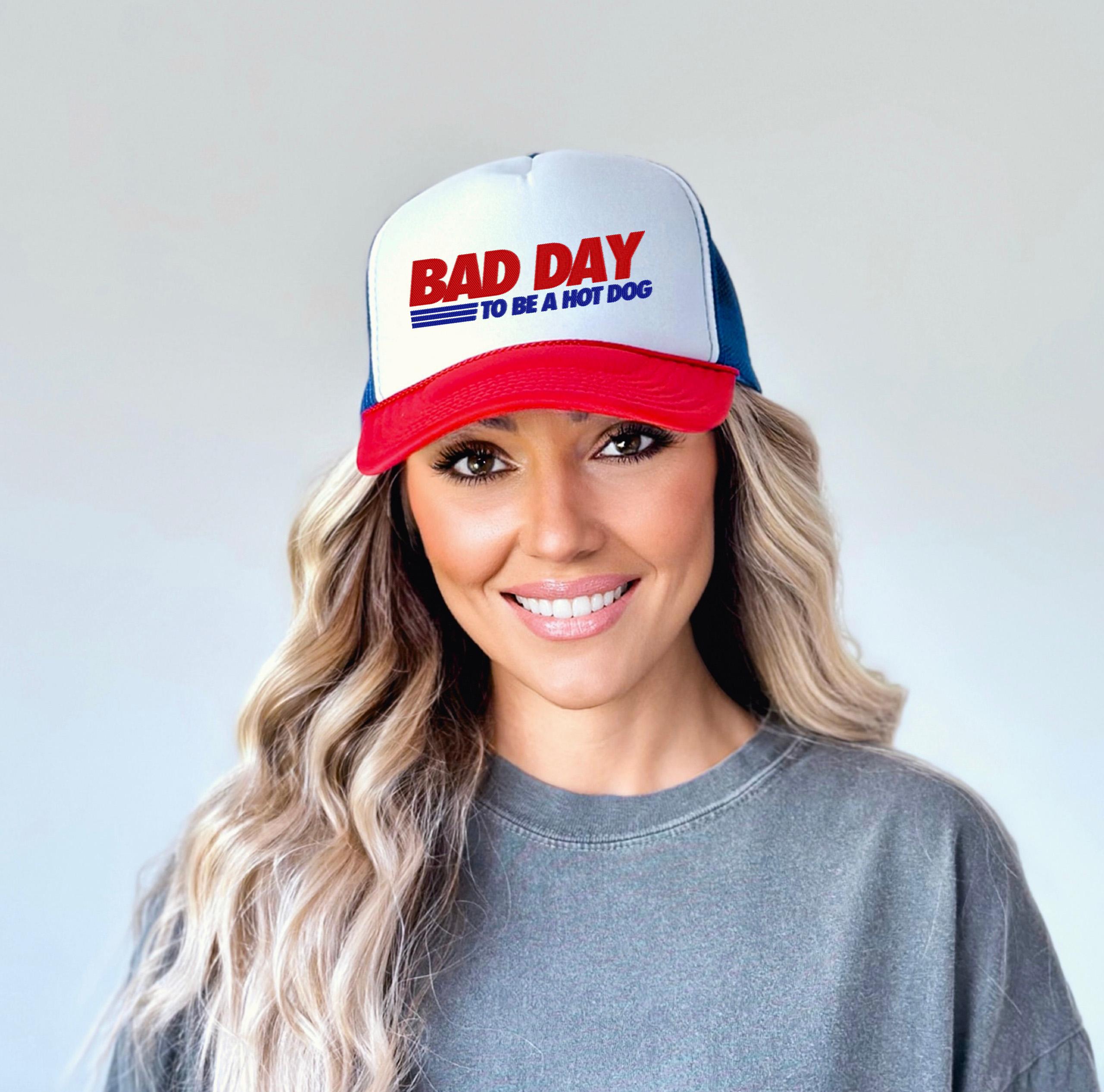 Embroidered Rope Hat Bad Day To Be A Hot Dog July 4th,America ,Fourth of July Hat,July 4th embroidery, Snapback Adjustable, Mens and Womens