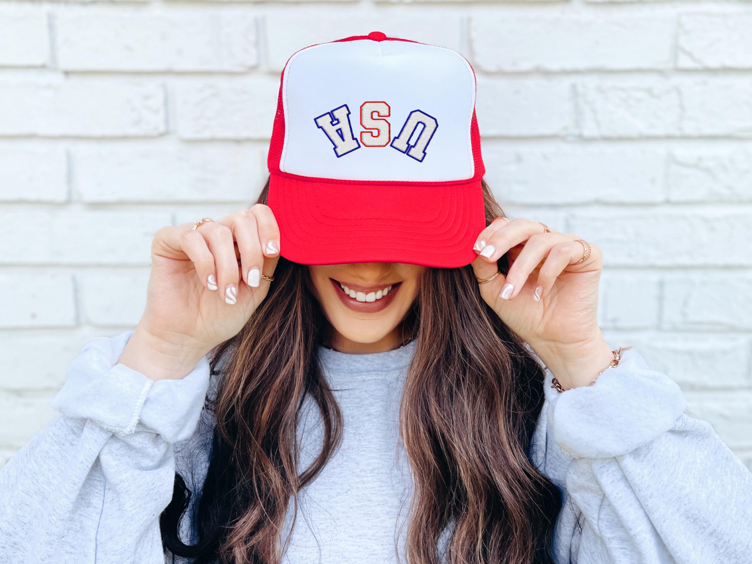 Embroidered Rope Hat Upside Down July 4th, America USA, Fourth of July Hat, July 4th emroidery, Snapback Adjustable Hat, Mens and Womens