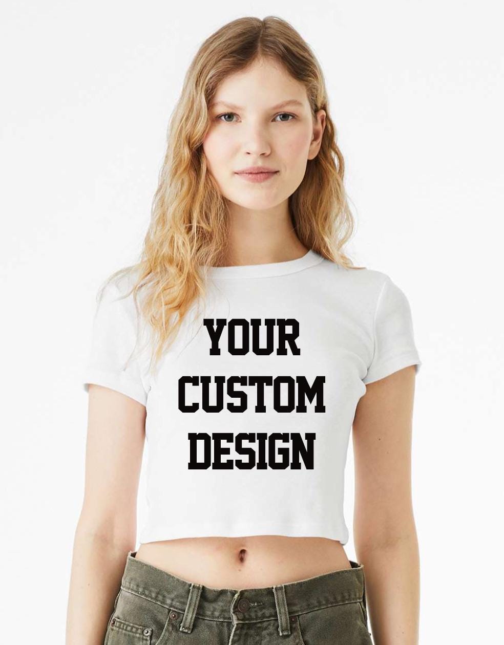 Custom Design Bella Canvas Micro Rib Baby Tee Crop, Crop Top