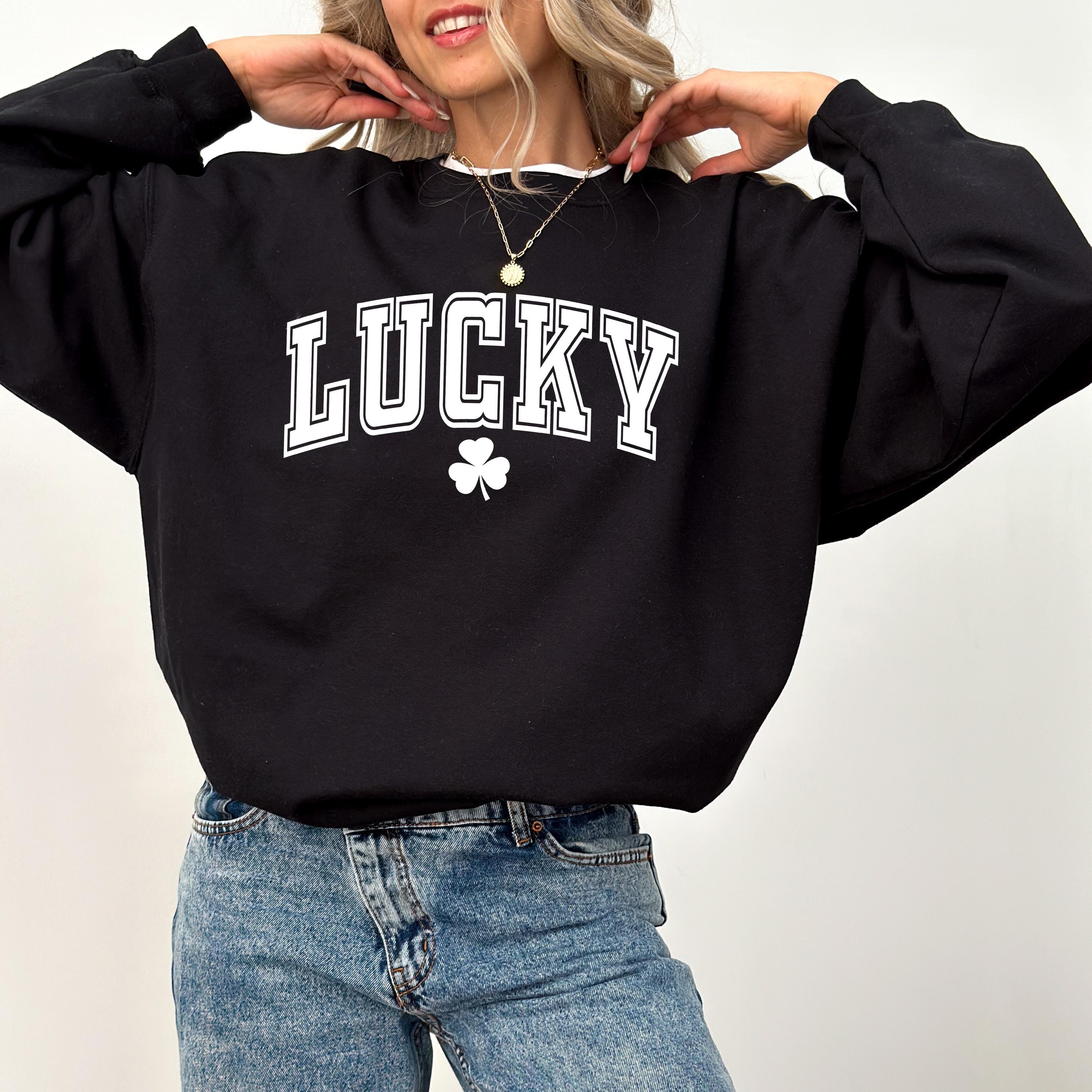 Varsity Lucky St Patty's Sweatshirt, St Paddy's Day, St Patricks Day Crewneck, Lucky Pullover, Unisex Sweatshirt, Shamrock Design