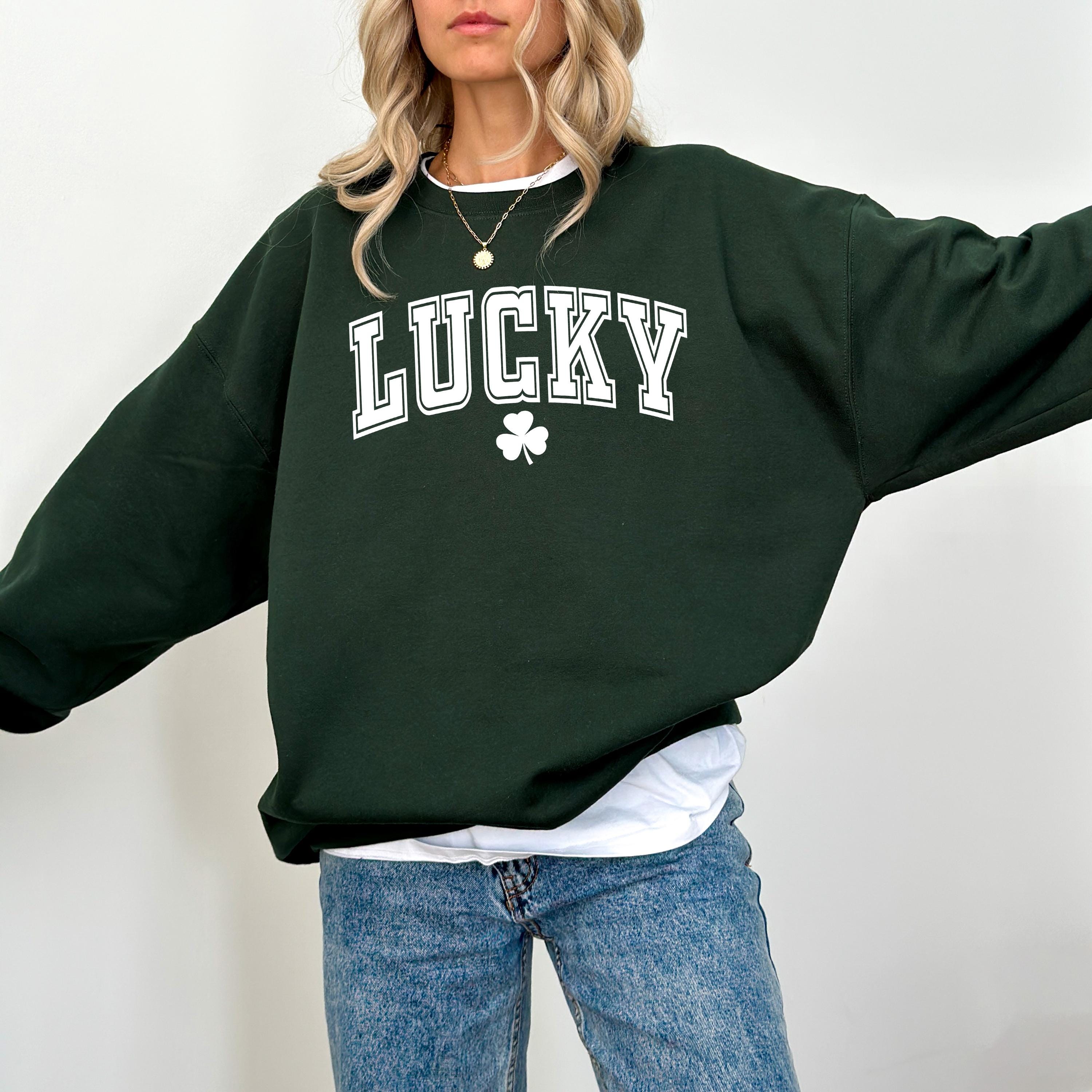 Varsity Lucky St Patty's Sweatshirt, St Paddy's Day, St Patricks Day Crewneck, Lucky Pullover, Unisex Sweatshirt, Shamrock Design