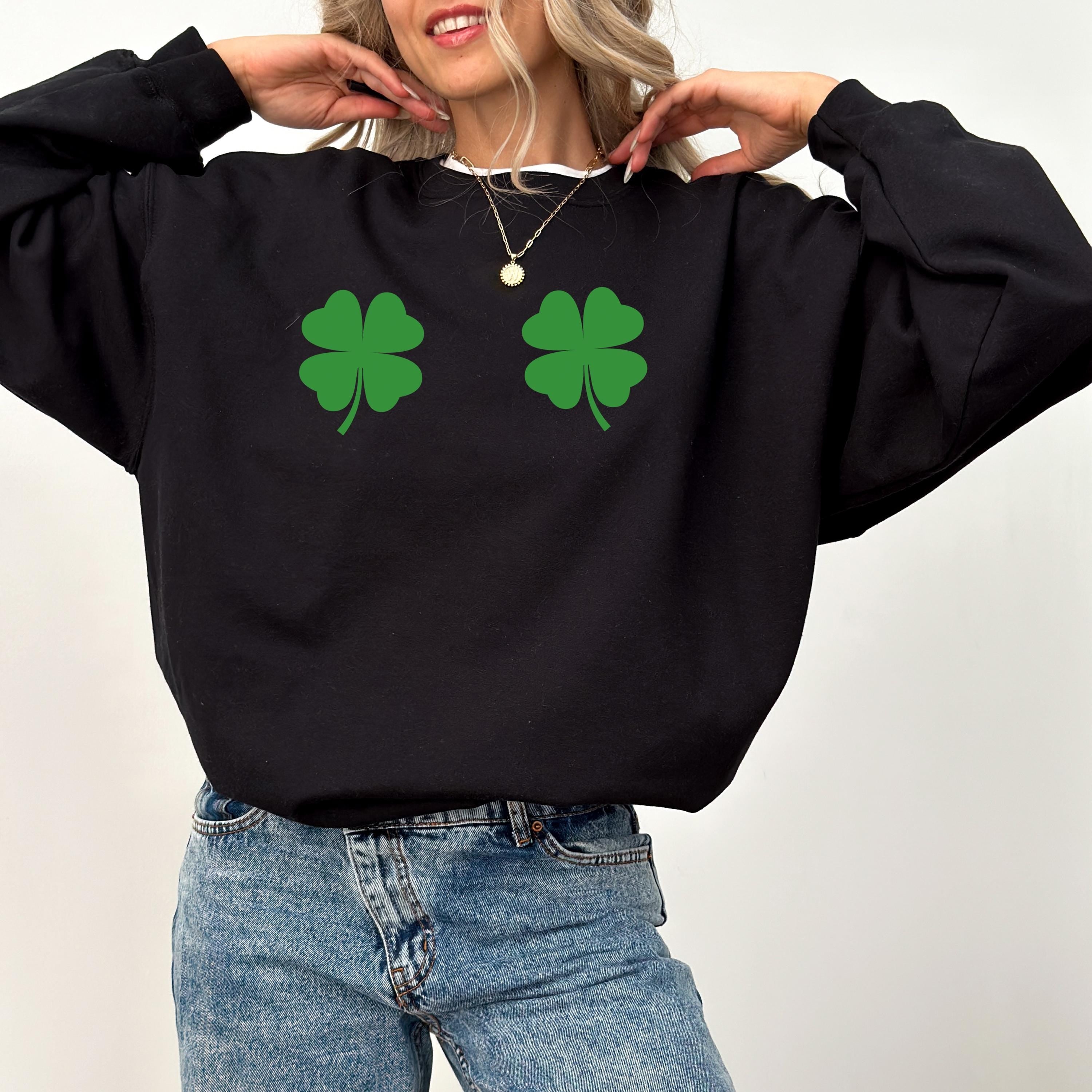 Green 4 Leaf Clover St Patty's Sweatshirt, St Paddy's Day Sweater, St Patricks Day Crewneck, Lucky Pullover, Unisex Sweatshirt, Shamrock