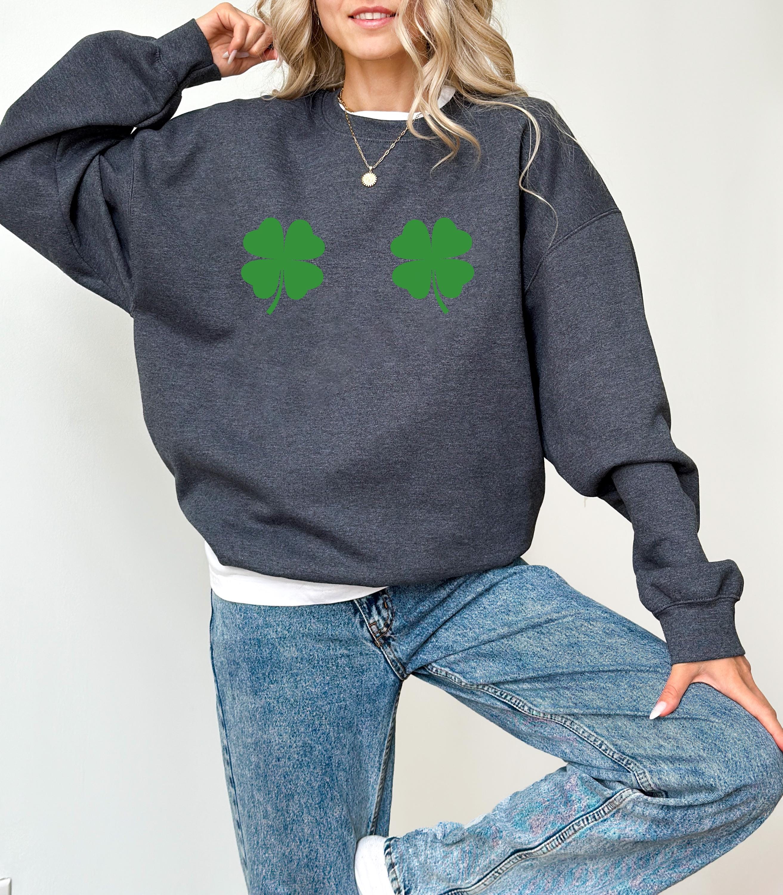 Green 4 Leaf Clover St Patty's Sweatshirt, St Paddy's Day Sweater, St Patricks Day Crewneck, Lucky Pullover, Unisex Sweatshirt, Shamrock