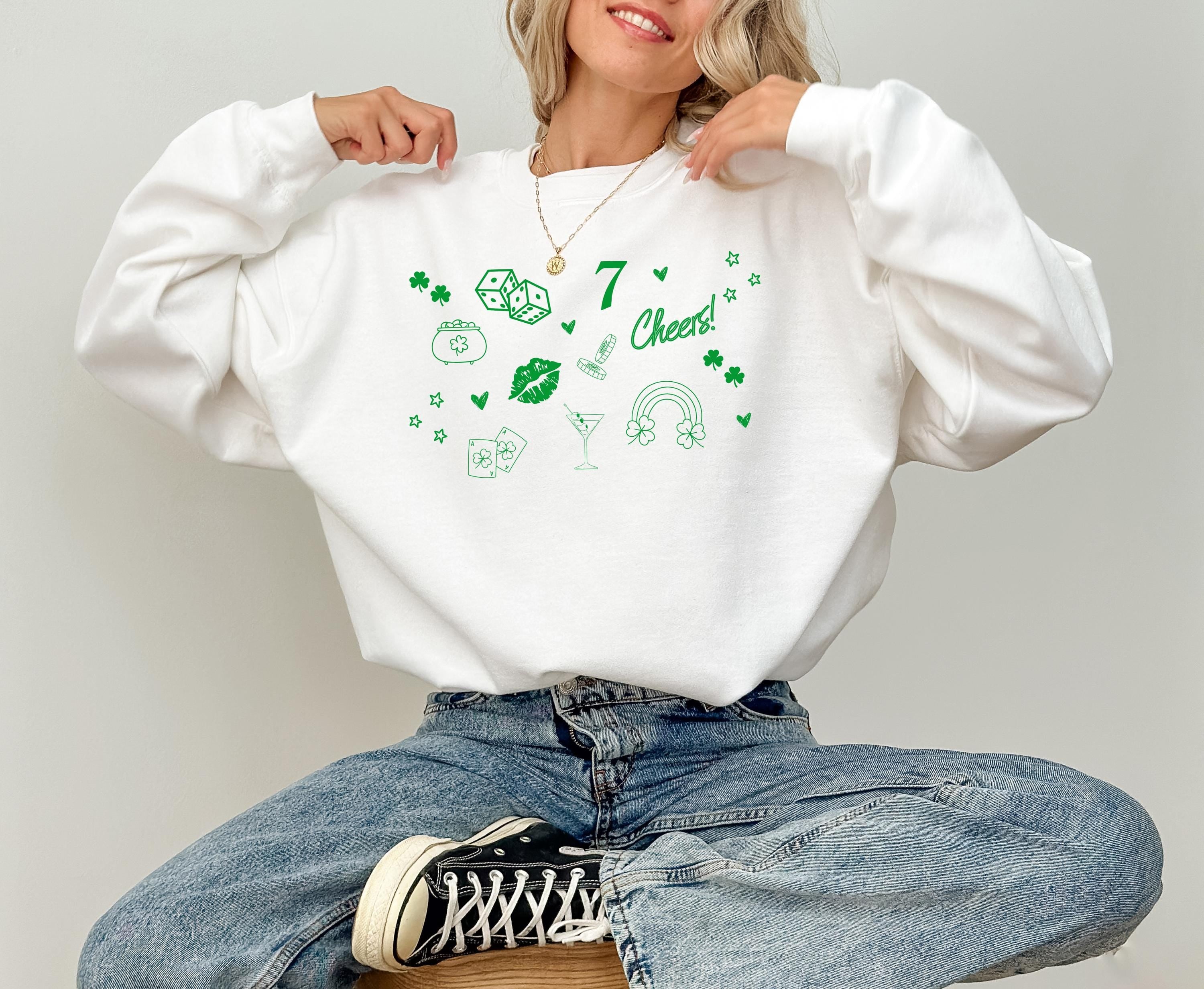 St Patty's Day Lucky Green Collage Sweatshirt, St Paddy's Day Sweater, St Patricks Day Crewneck, Lucky Pullover, Unisex Sweatshirt, Shamrock