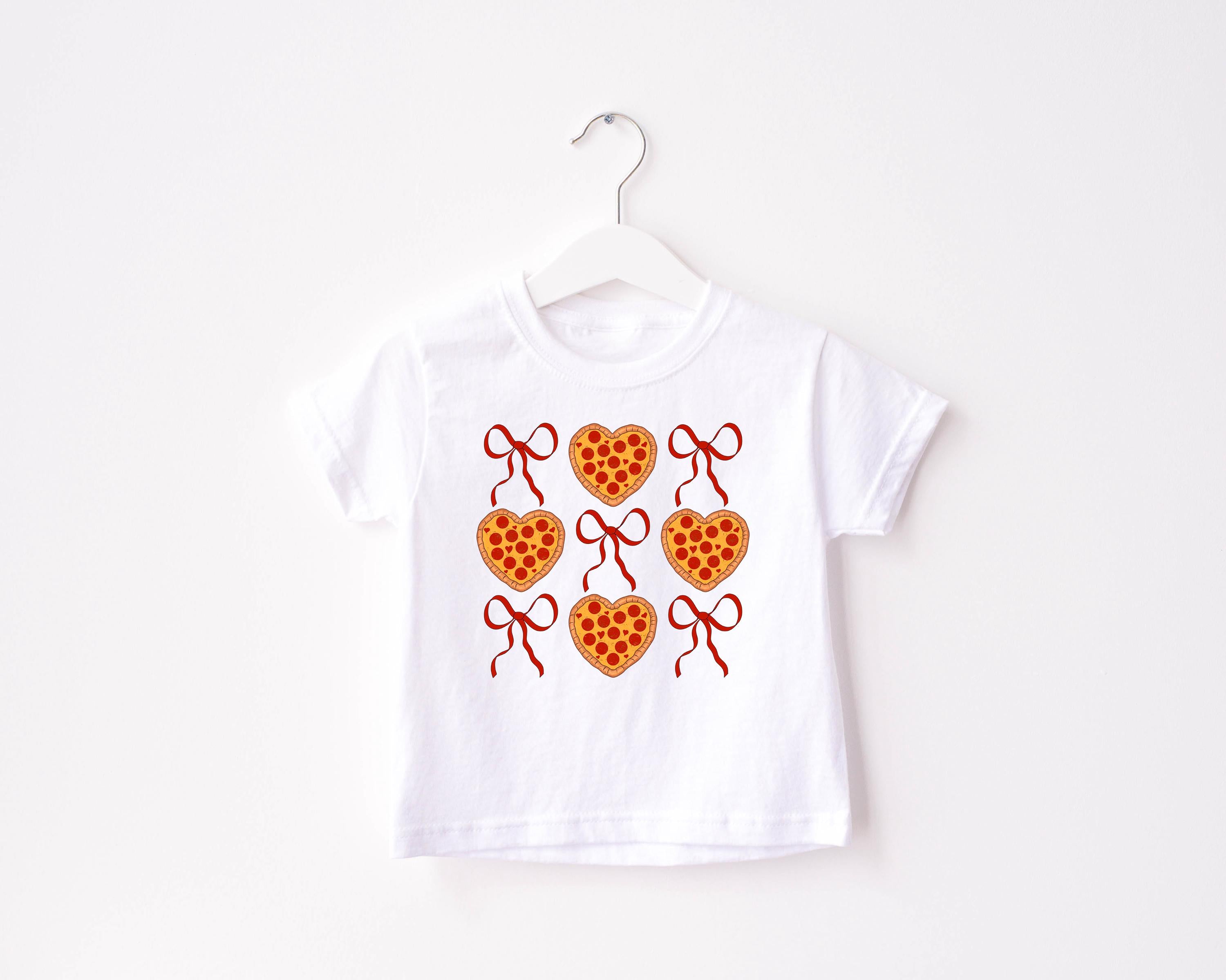 Valentines Day Bow Youth Shirt, Cute Pizza Shirt, Toddler Tee, Retro Cute Bodysuit, Valentine Infant Tee, Bella Canvas