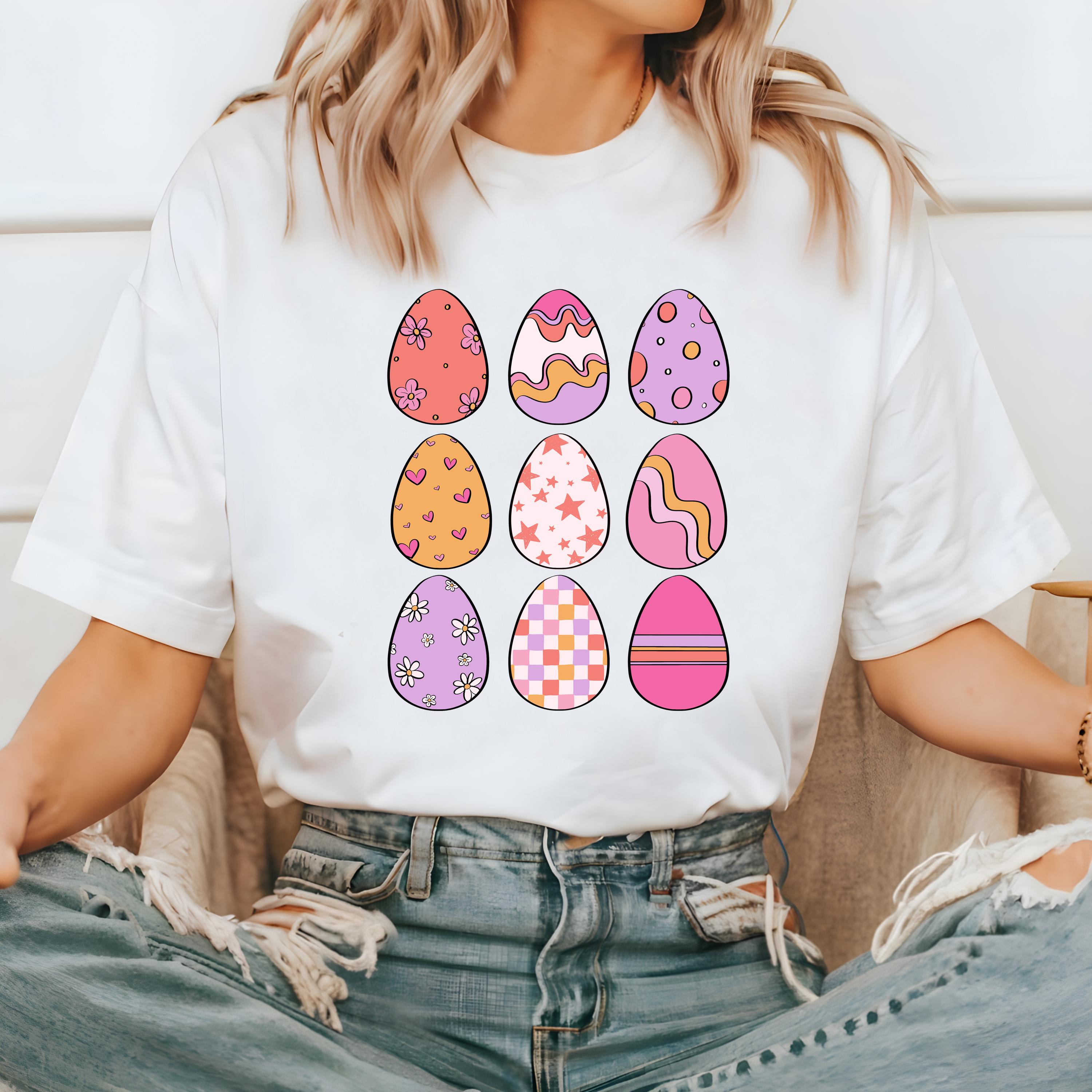Cute Easter Eggs Comfort Colors Shirt, Easter TShirt, Easter Shirt, Easter Bunny and Bows, Easter Sunday T, He Has Risen, Good Friday