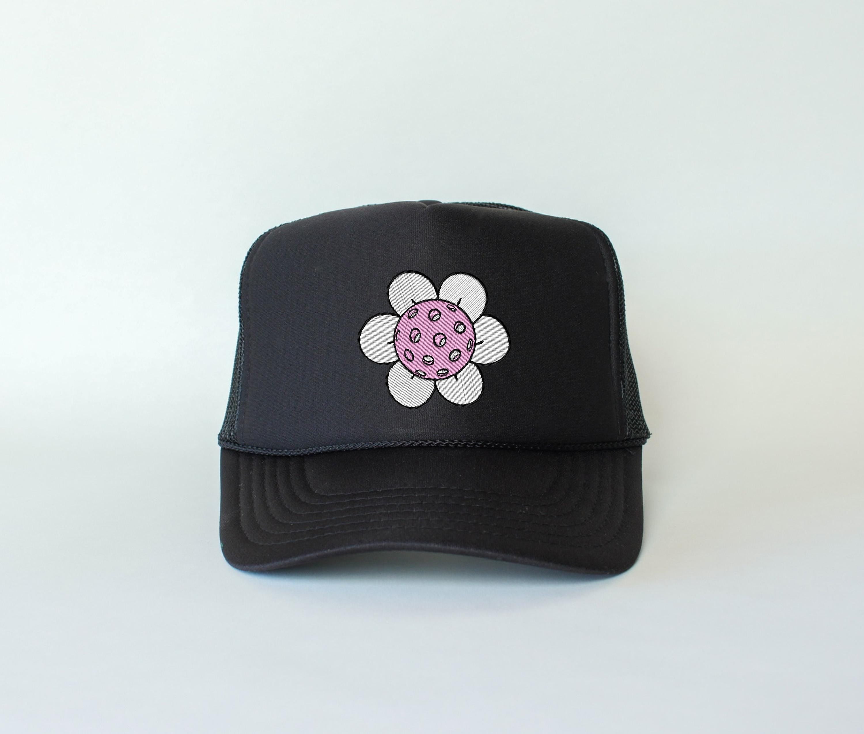 Embroidered Flower Pickleball Hat, Pickleball Foam, Dink and Dunk Hat, Kitchen Paddle, Snapback Adjustable, Mens and Womens, Party Foam Hat