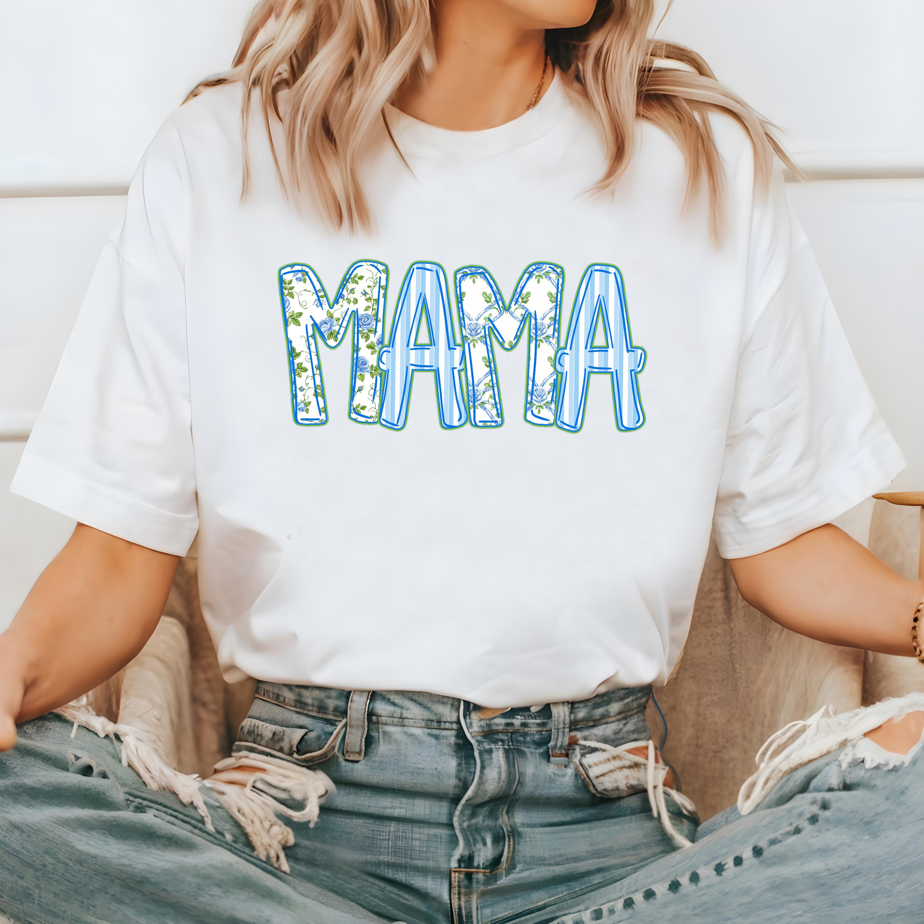 Blue Stripes Mama Comfort Colors Tshirt, First Mother's Day T-Shirt, Gift for Mothers Day Gift, Vintage Graphic T, Momma T