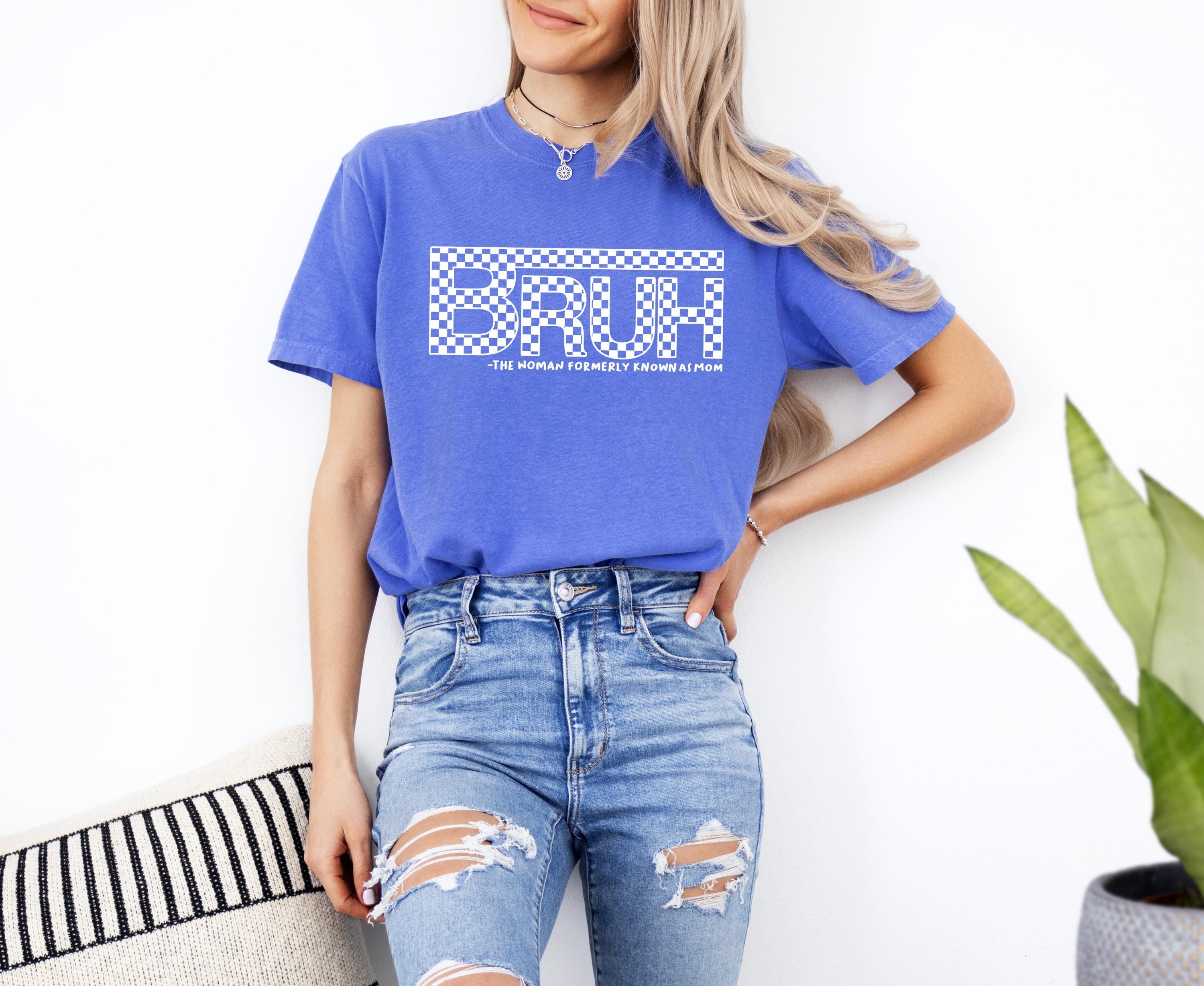 Bruh Formerly Known as Mom Comfort Colors Tshirt, First Mother's Day T-Shirt, Gift for Mothers Day Gift, Funny Checkered Momma T