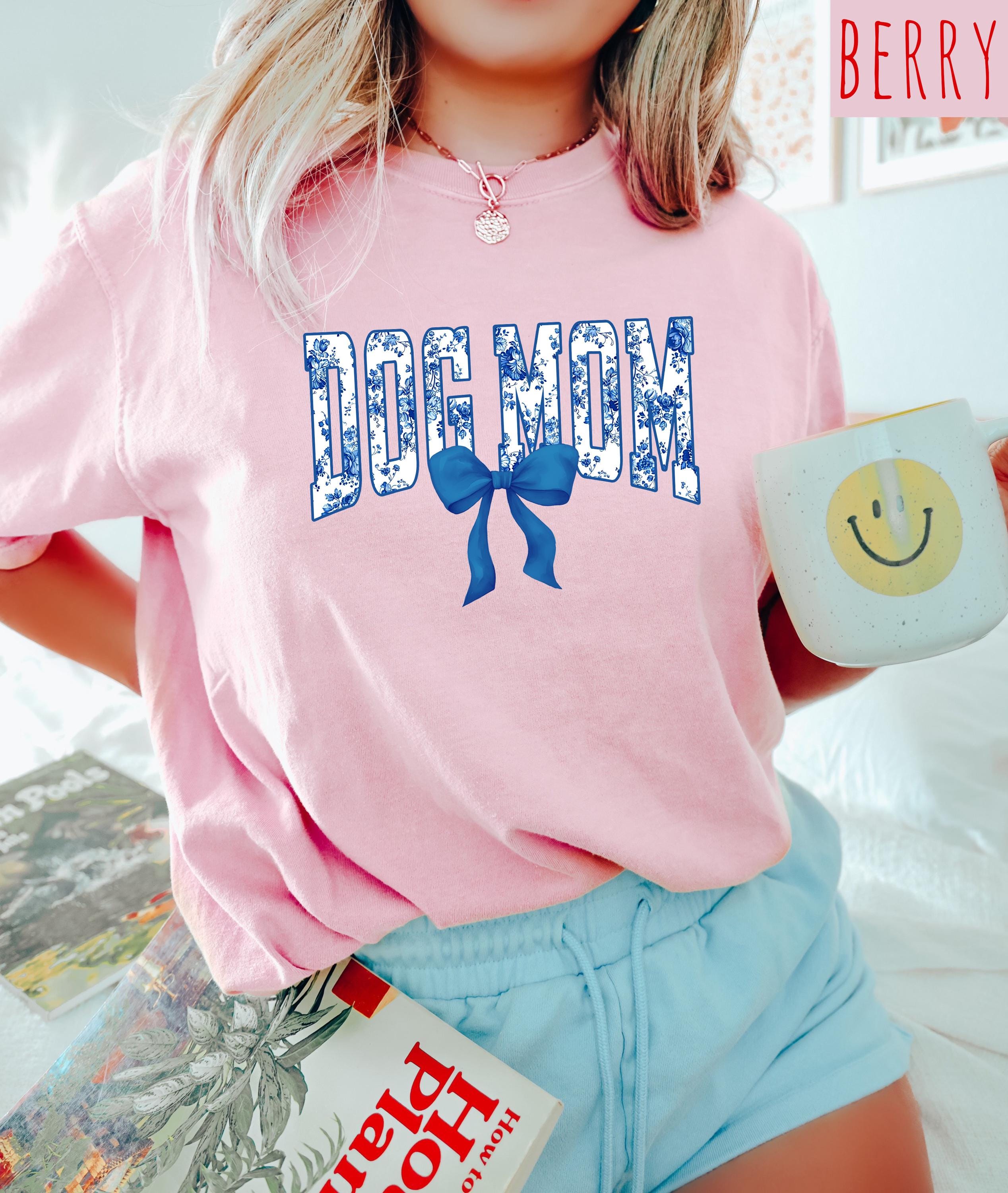 Dog Mom Comfort Colors Tshirt, Blue and White floral design, Dog Mom Mother's Day T-Shirt, Gift for Mothers Day Gift, Graphic Tshirt