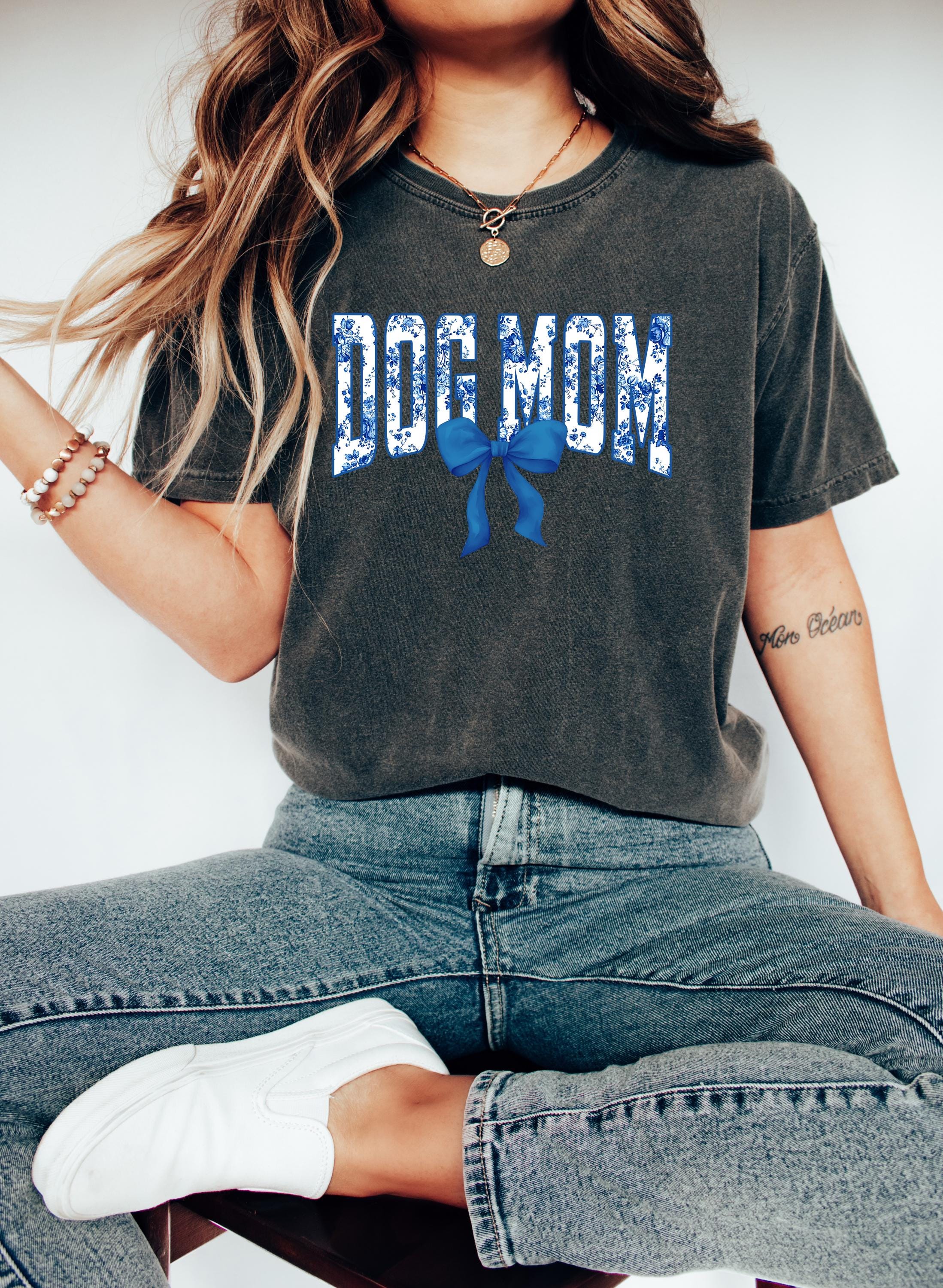 Dog Mom Comfort Colors Tshirt, Blue and White floral design, Dog Mom Mother's Day T-Shirt, Gift for Mothers Day Gift, Graphic Tshirt