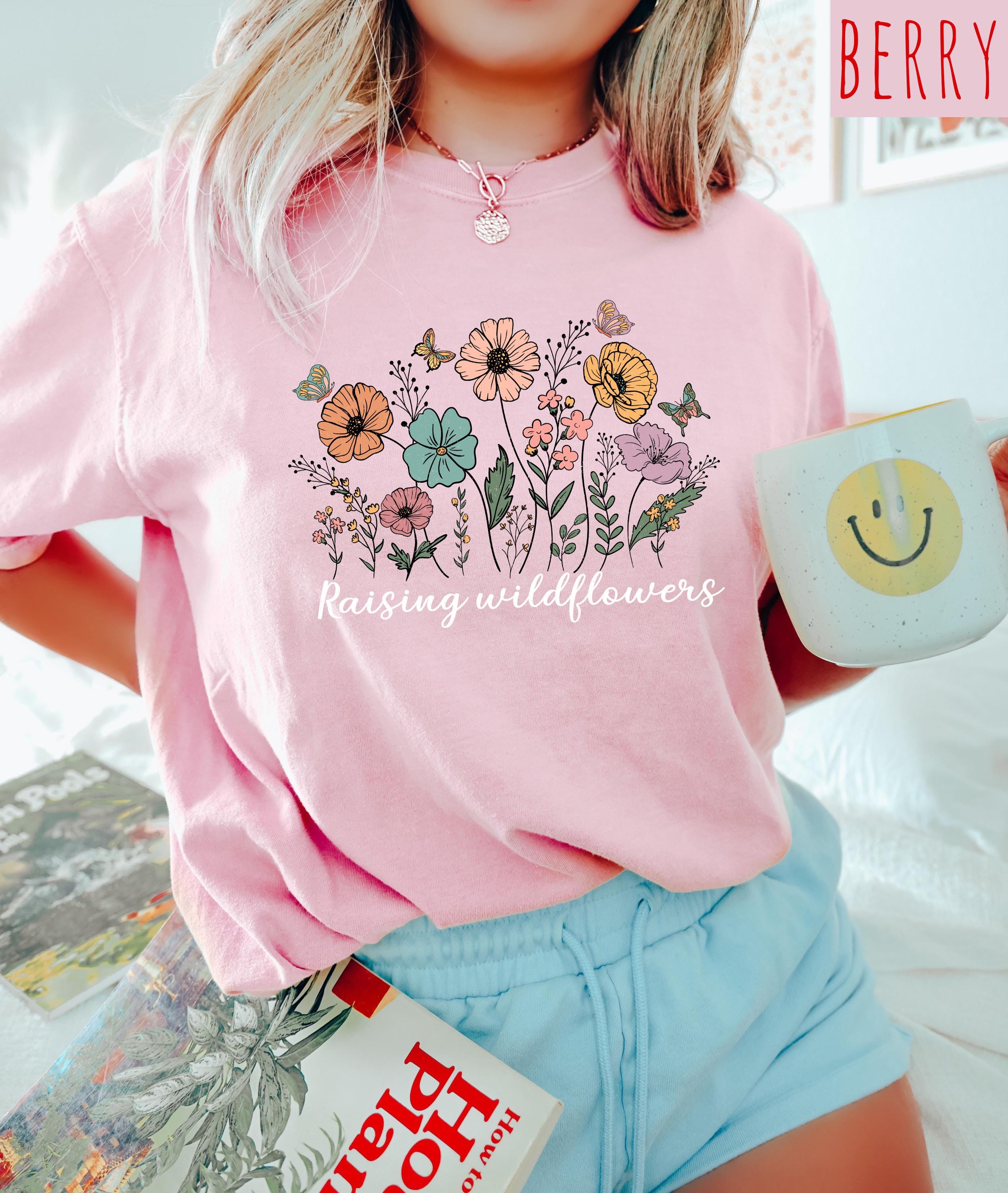 Raising Wild Flowers Comfort Colors Tshirt, First Mother's Day T-Shirt, Gift for Mothers Day Gift, Wild Flower Graphic Tshirt, Shirt for Mom