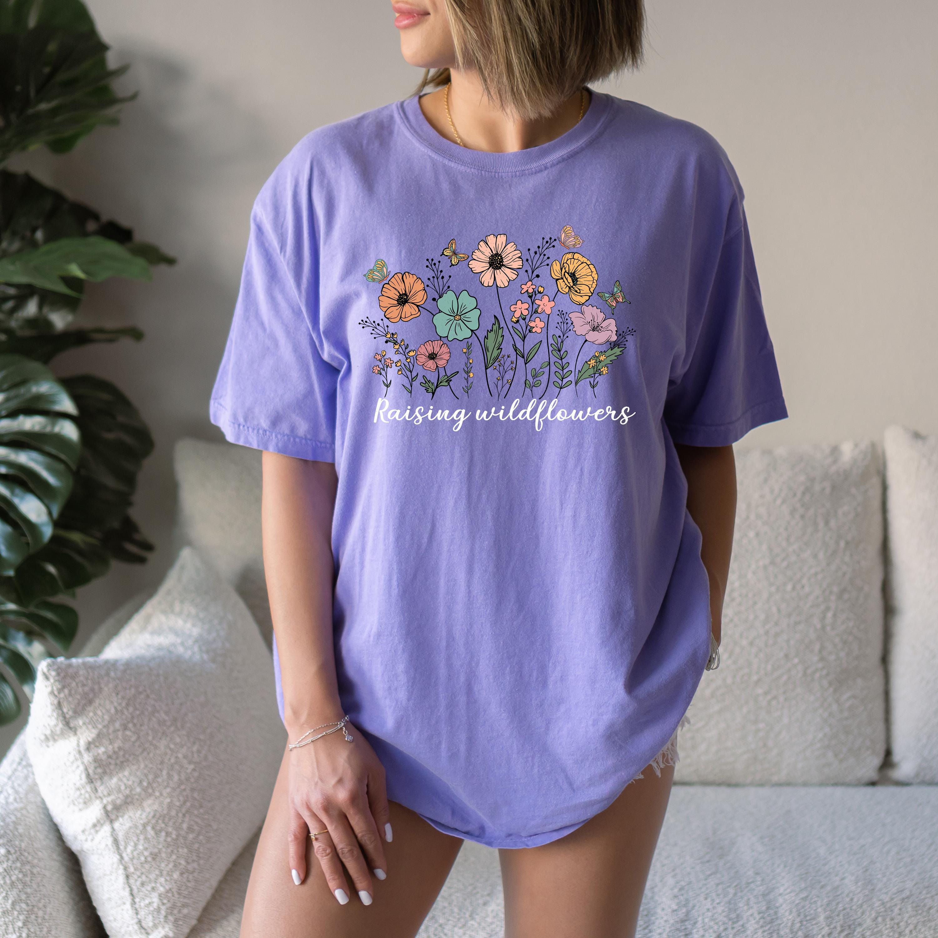 Raising Wild Flowers Comfort Colors Tshirt, First Mother's Day T-Shirt, Gift for Mothers Day Gift, Wild Flower Graphic Tshirt, Shirt for Mom