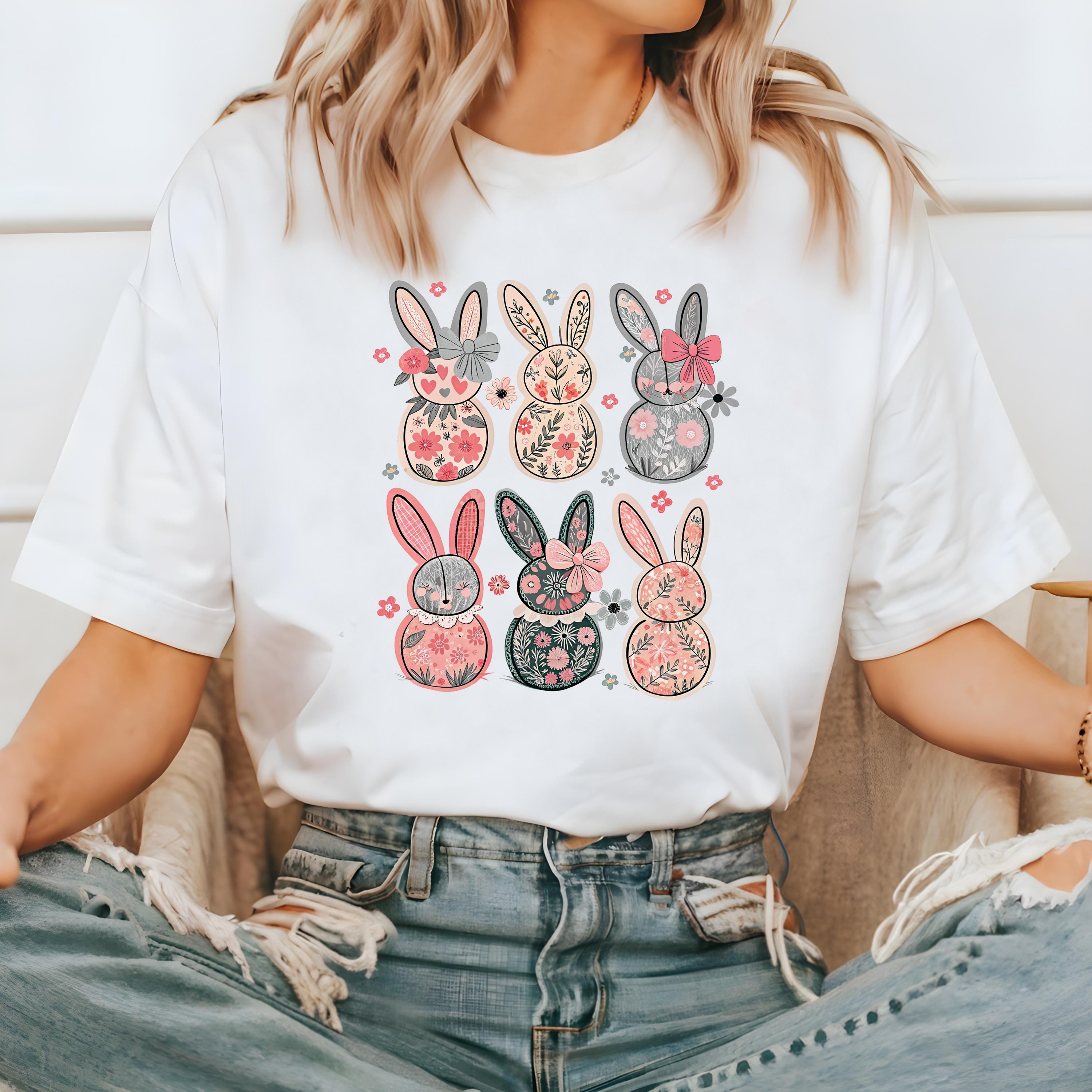 Cute Retro Bunnies Comfort Colors Shirt, Easter TShirt, Easter Shirt, Easter Bunny and Bows, Easter Sunday T, He Has Risen, Good Friday