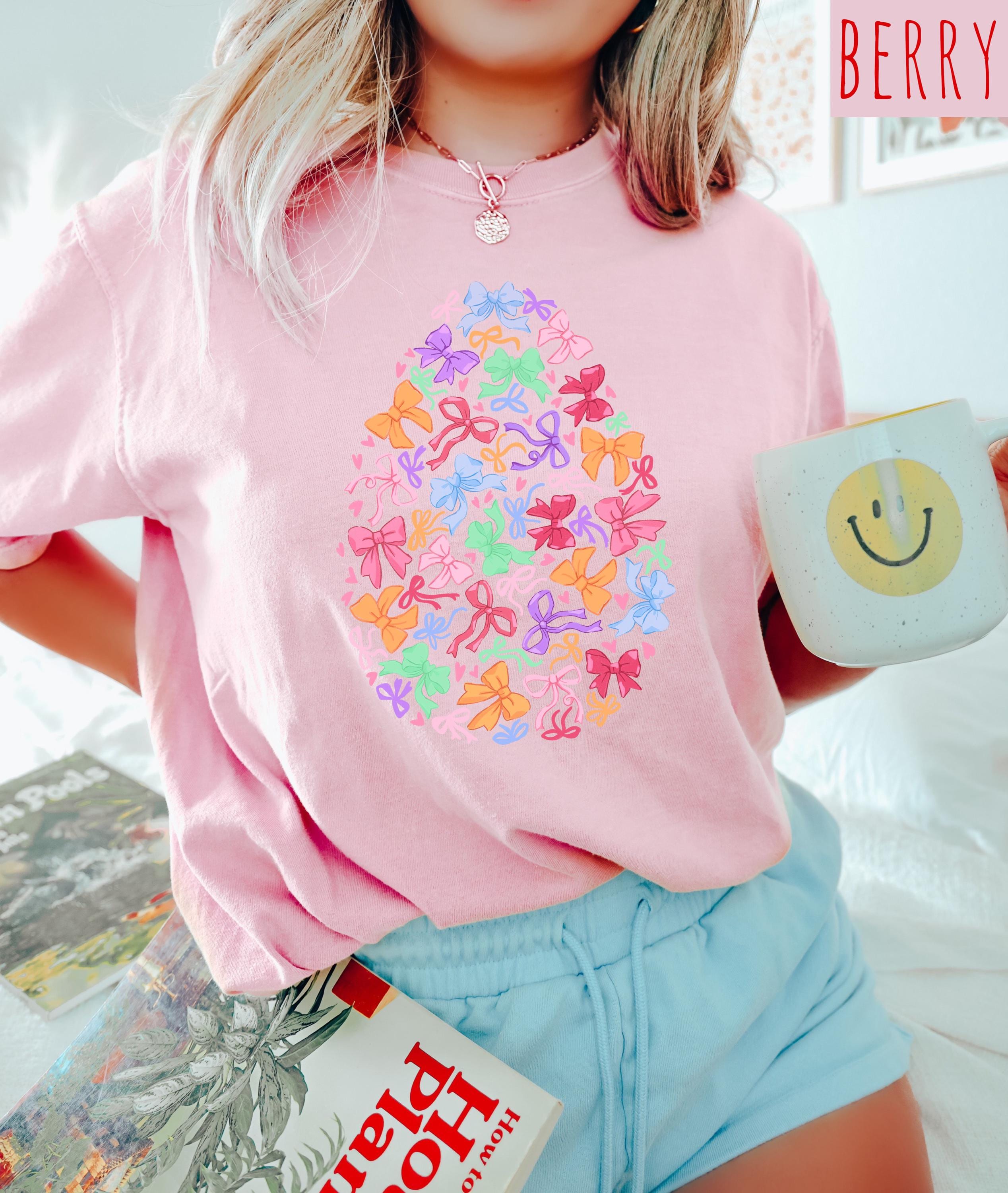 Easter Egg Comfort Colors Shirt, Easter Bows TShirt, Easter Shirt, Easter Pastel Shirt, Easter Sunday T, He Has Risen, Good Friday