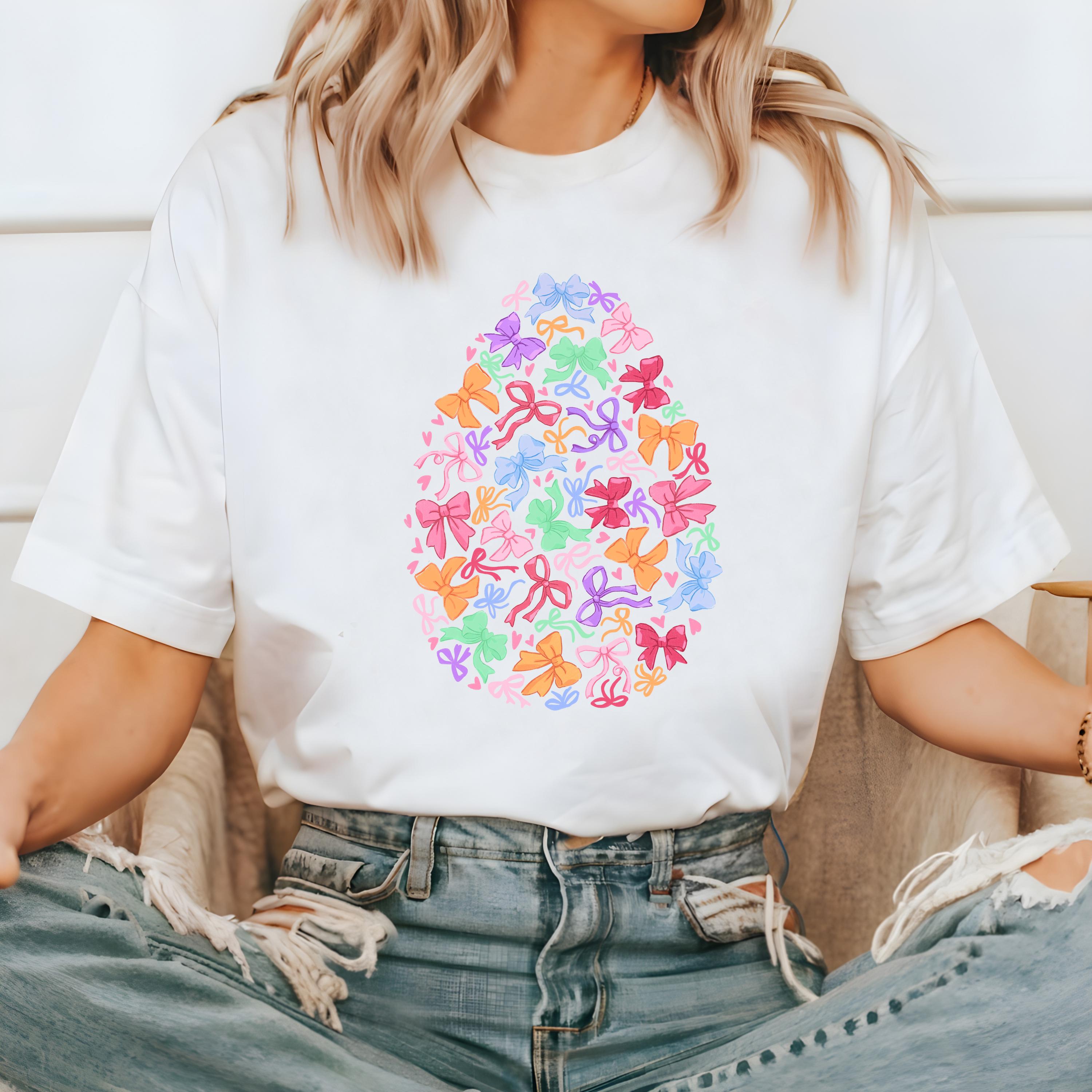 Easter Egg Comfort Colors Shirt, Easter Bows TShirt, Easter Shirt, Easter Pastel Shirt, Easter Sunday T, He Has Risen, Good Friday