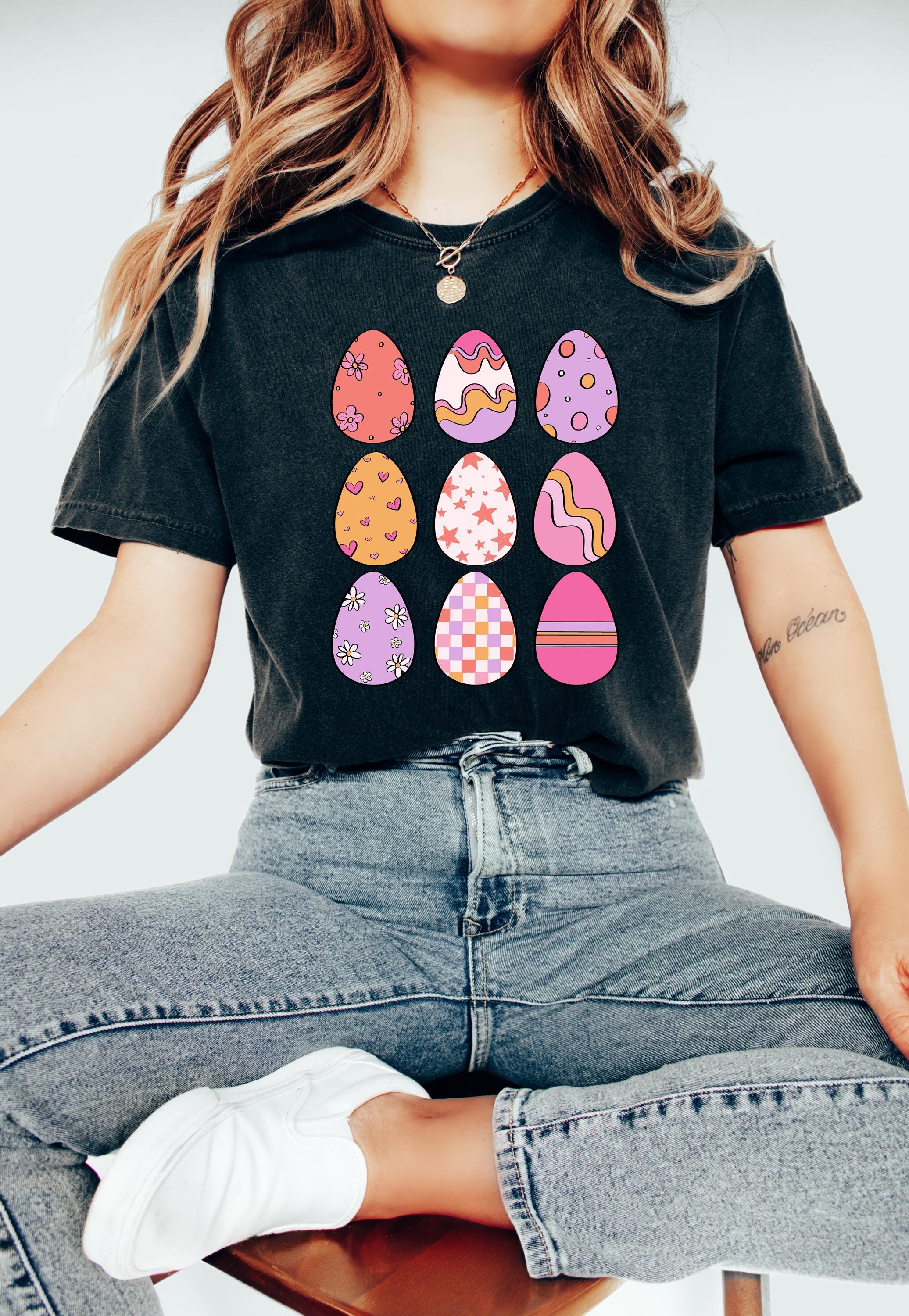 Cute Easter Eggs Comfort Colors Shirt, Easter TShirt, Easter Shirt, Easter Bunny and Bows, Easter Sunday T, He Has Risen, Good Friday