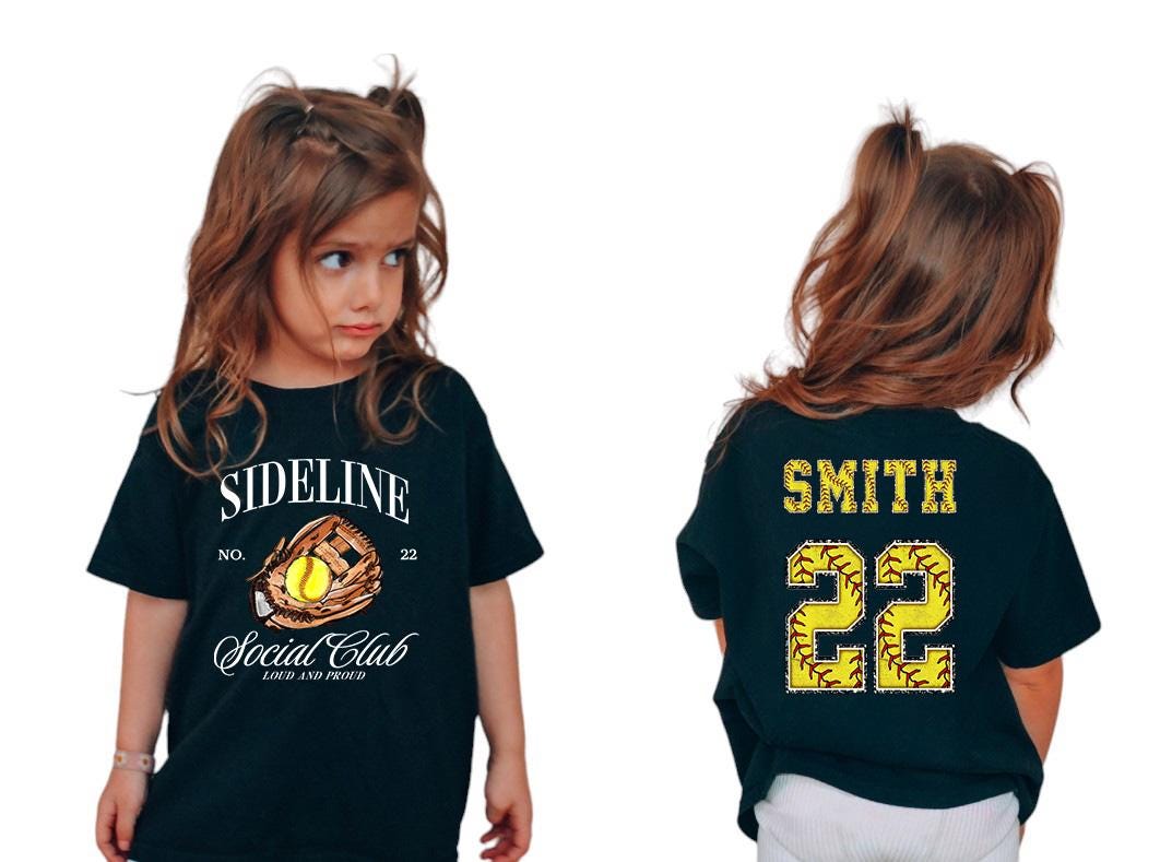Custom Softball Toddler Shirt, Side Line Social Club T Shirt, Custom Name and Number T