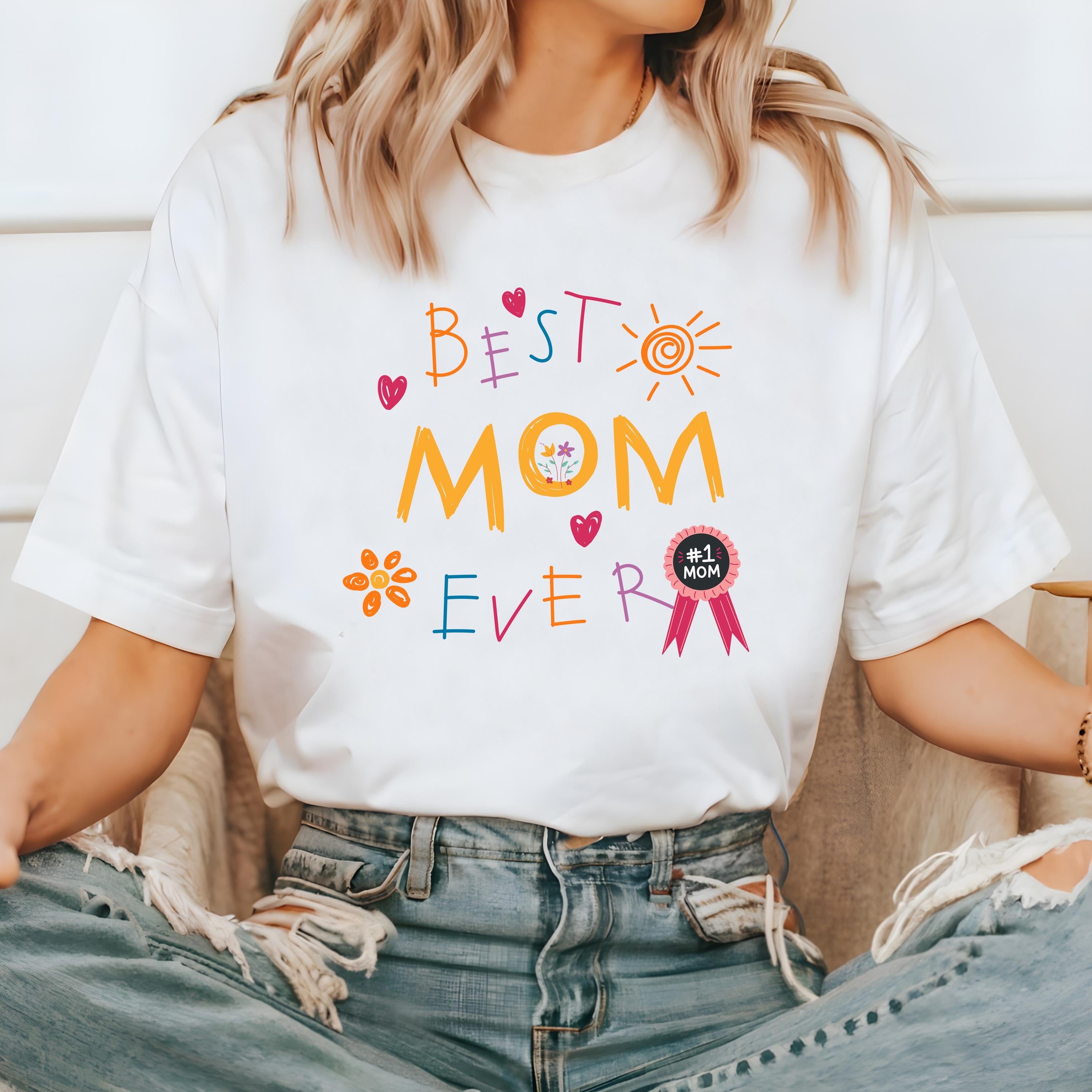 Best Mom Ever Doodle Comfort Colors Tshirt, New Mom Shirt, First Mother's Day T-Shirt, 1st Mothers Day Gift, Vintage Graphic T, Momma T