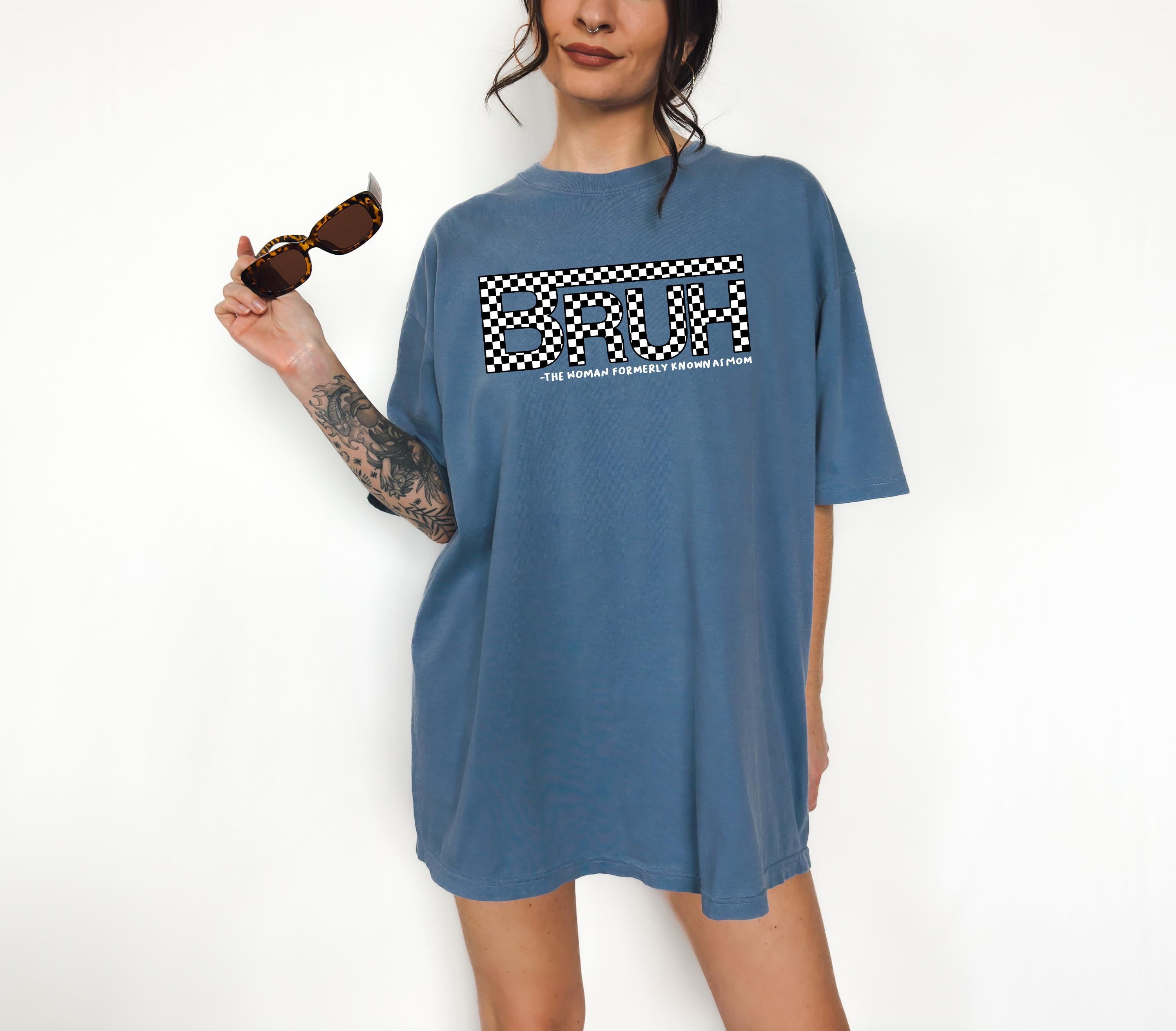 Bruh Formerly Known as Mom Comfort Colors Tshirt, Funny Checkered Momma T, First Mother's Day T-Shirt, Gift for Mothers Day Gift