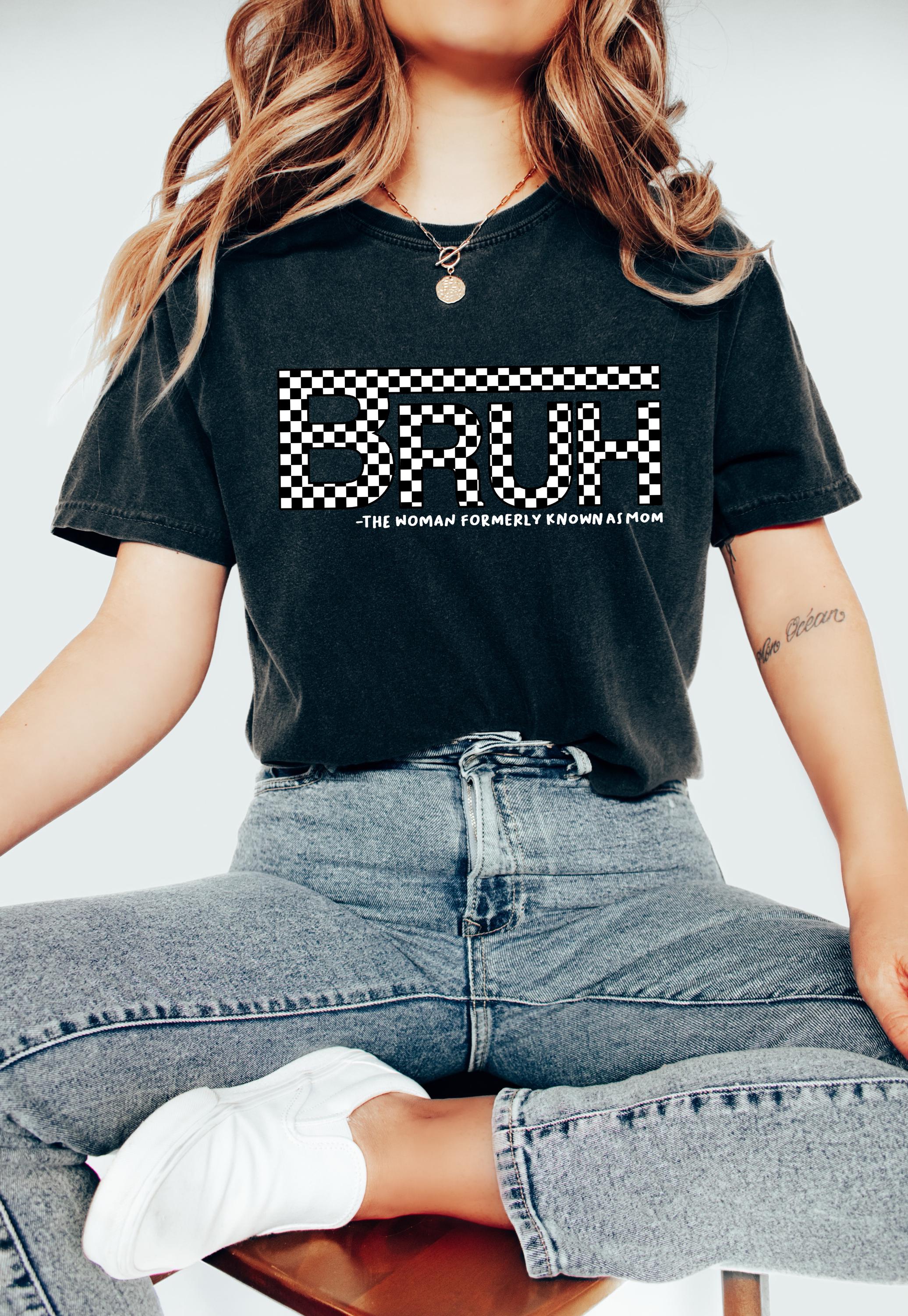 Bruh Formerly Known as Mom Comfort Colors Tshirt, Funny Checkered Momma T, First Mother's Day T-Shirt, Gift for Mothers Day Gift