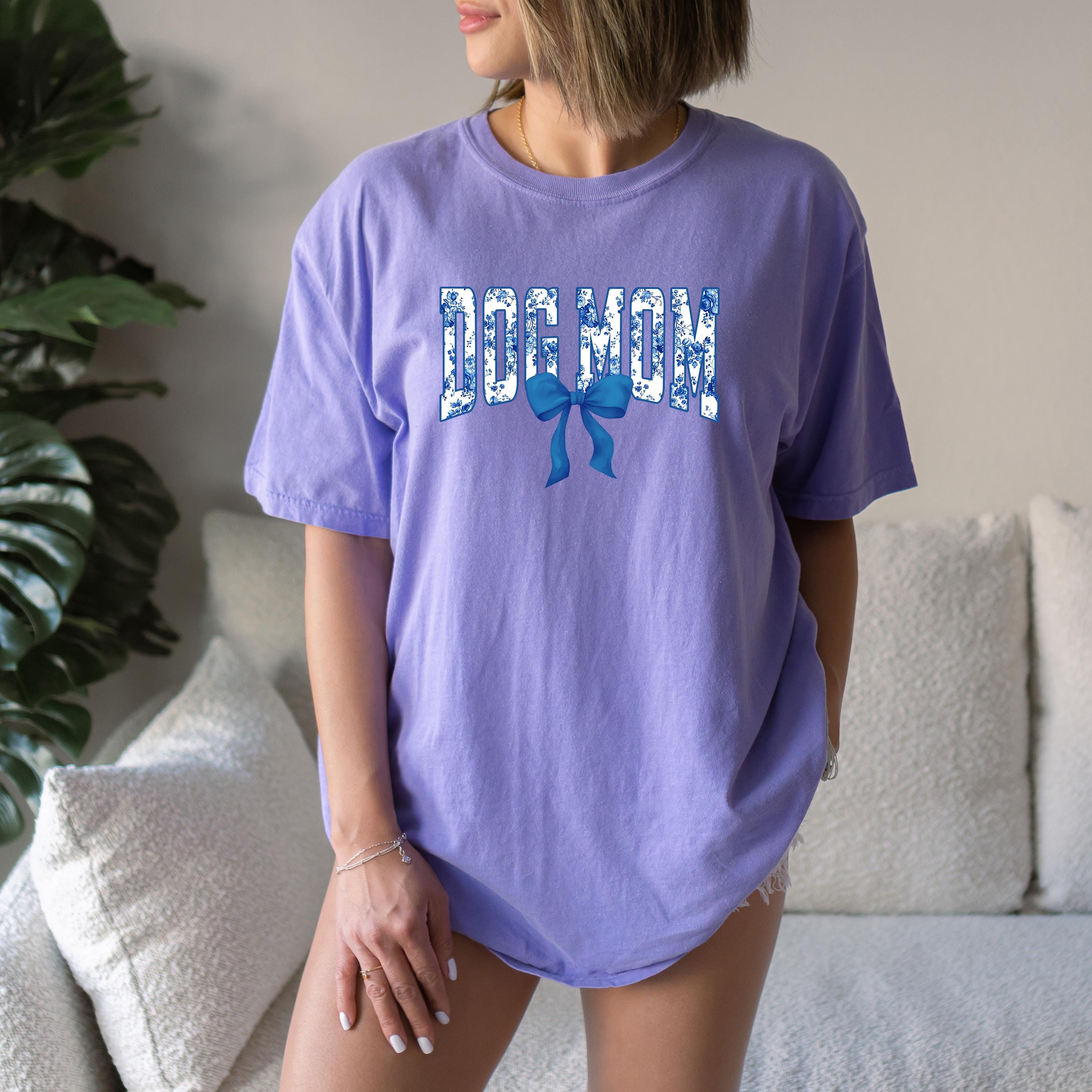Dog Mom Comfort Colors Tshirt, Blue and White floral design, Dog Mom Mother's Day T-Shirt, Gift for Mothers Day Gift, Graphic Tshirt