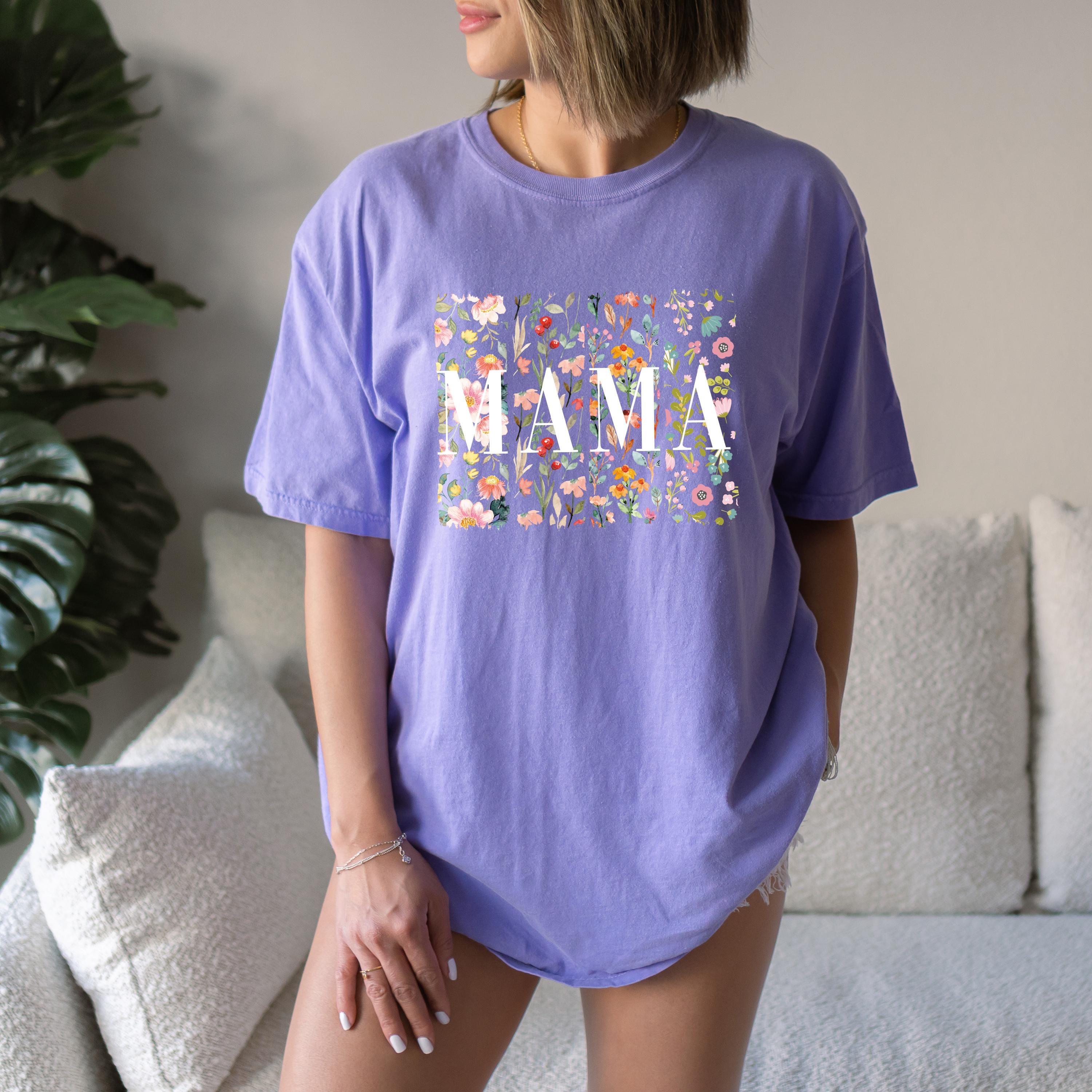 Sprint Floral Mama Comfort Colors Tshirt, First Mother's Day T-Shirt, Gift for Mothers Day Gift, Wild Flower Graphic Tshirt