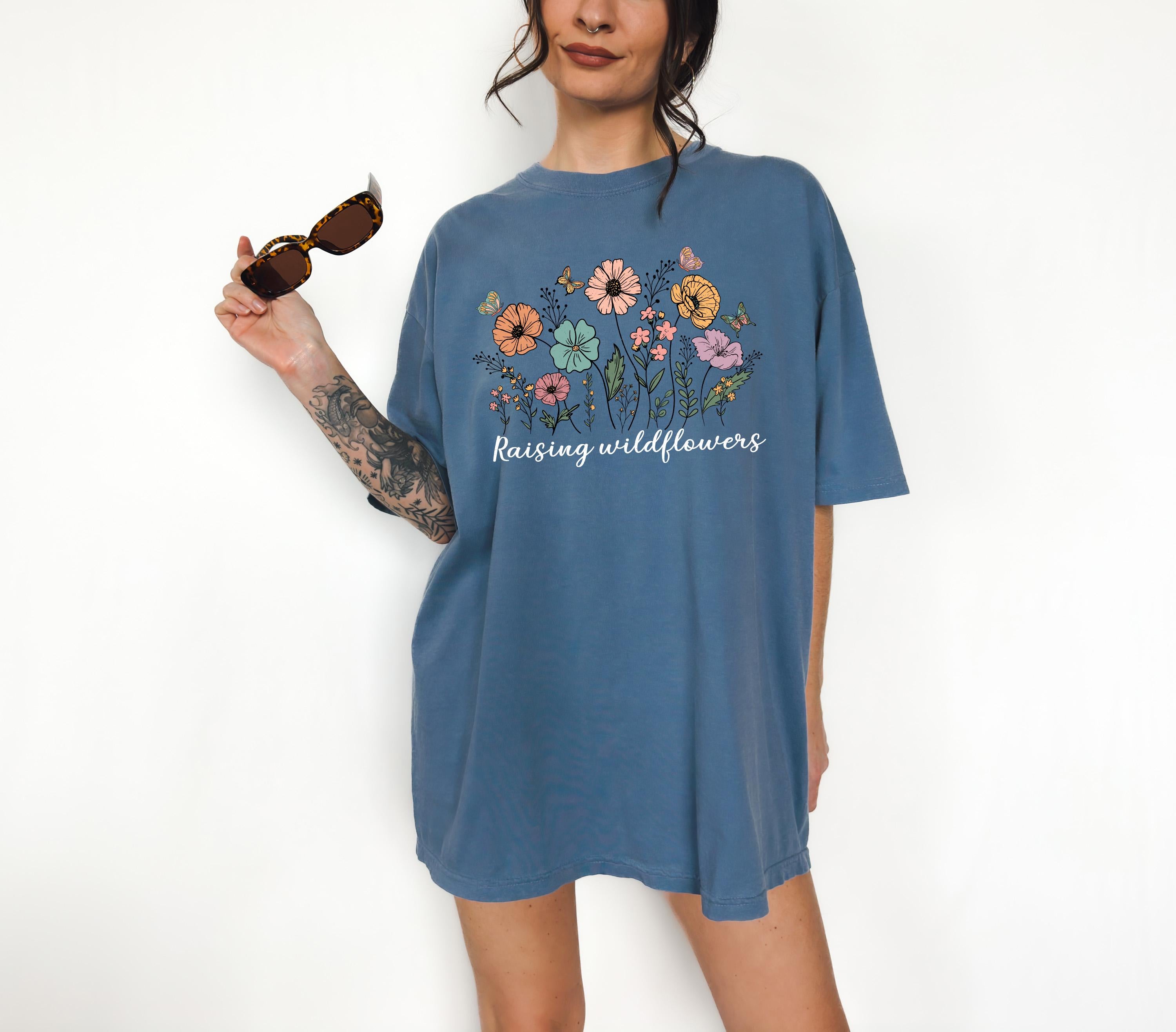 Raising Wild Flowers Comfort Colors Tshirt, First Mother's Day T-Shirt, Gift for Mothers Day Gift, Wild Flower Graphic Tshirt, Shirt for Mom