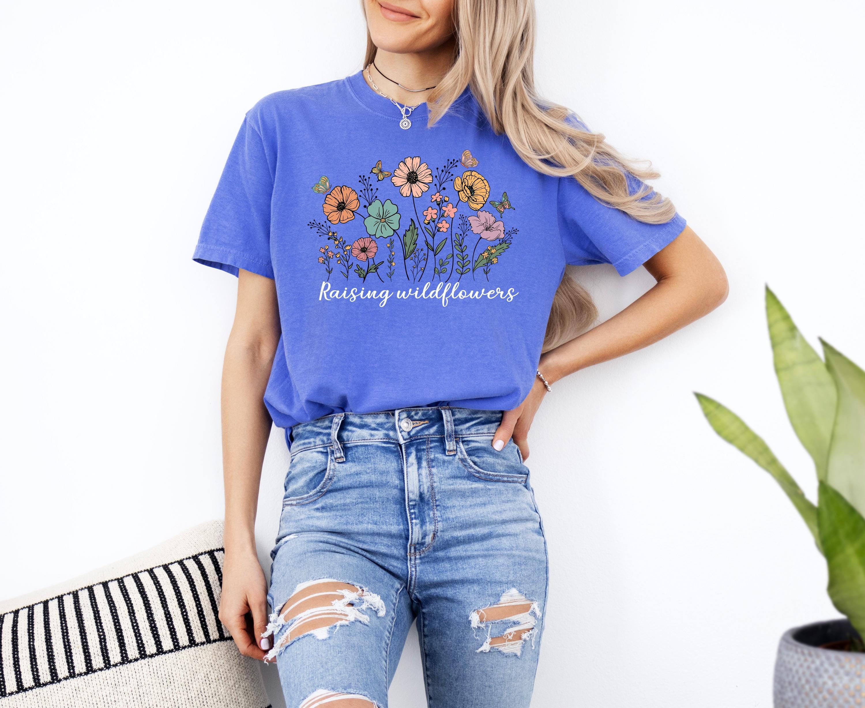Raising Wild Flowers Comfort Colors Tshirt, First Mother's Day T-Shirt, Gift for Mothers Day Gift, Wild Flower Graphic Tshirt, Shirt for Mom