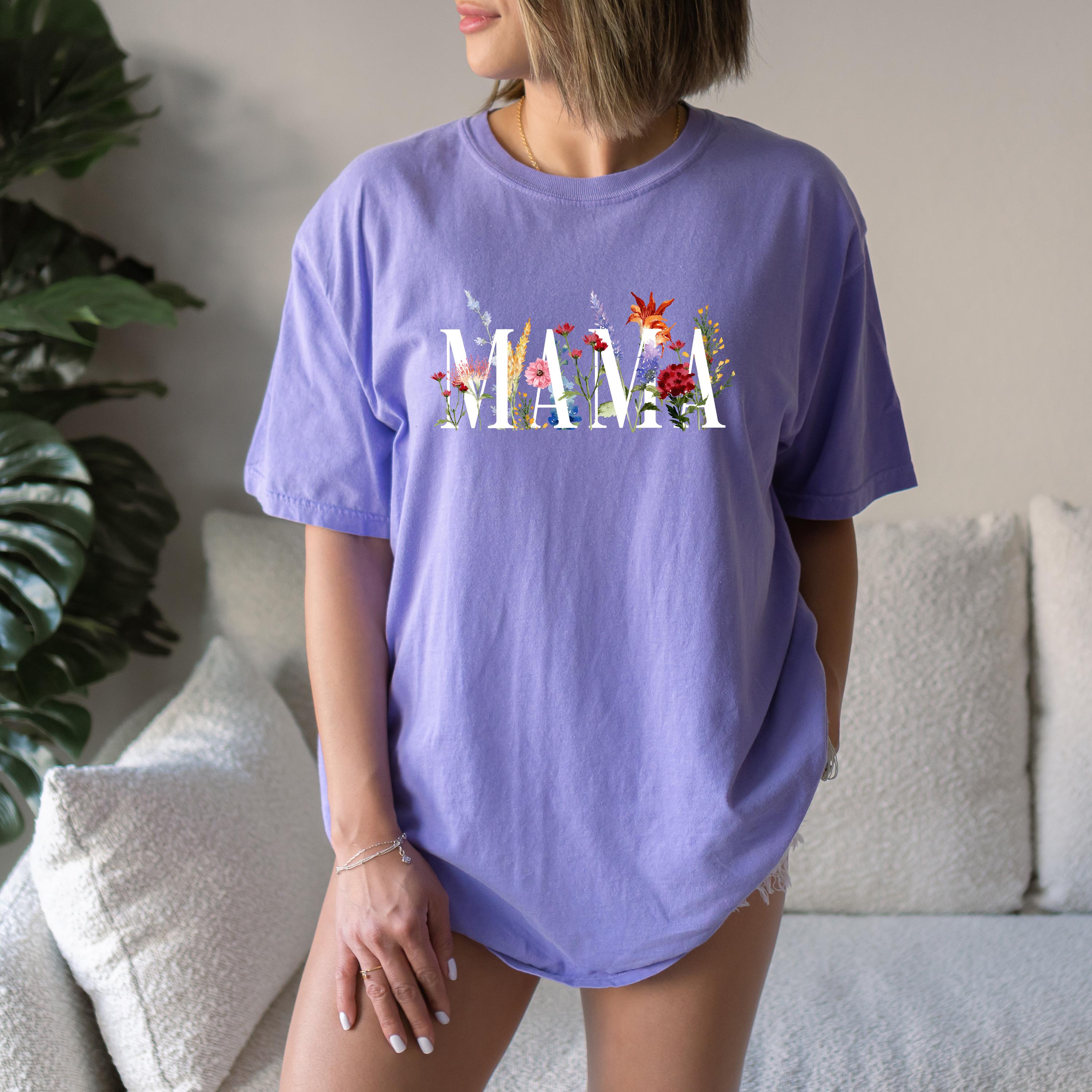 Wild Flowers Comfort Colors Tshirt, First Mother's Day T-Shirt, Gift for Mothers Day Gift, Floral Graphic Mama Tshirt, Shirt for Mom