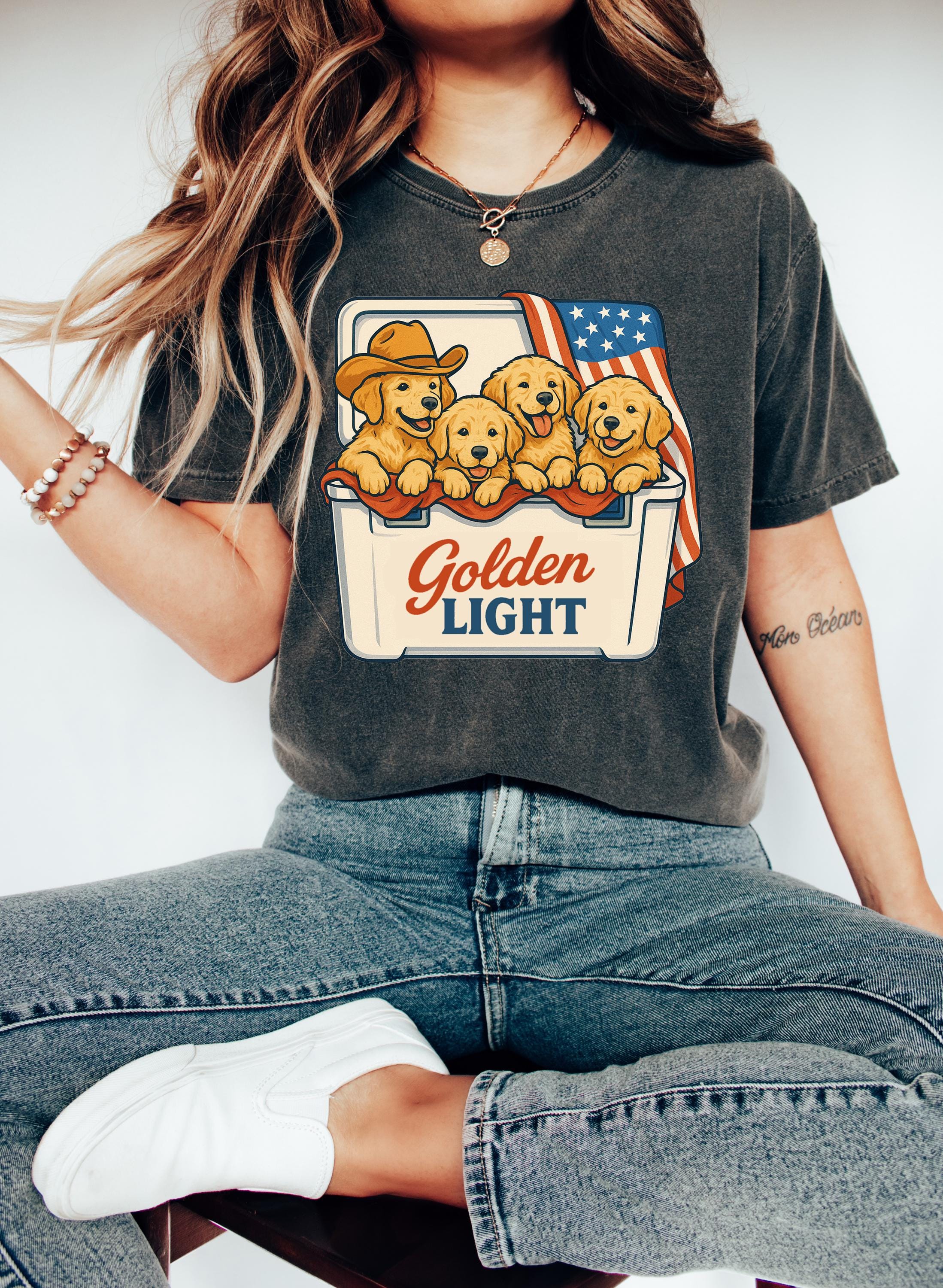 Retro Golden RetrieverJuly 4th Comfort Colors Shirt Fourth of July T Cute fourth Shirt Unisex 4th of July Patriotic Shirt Independence Day