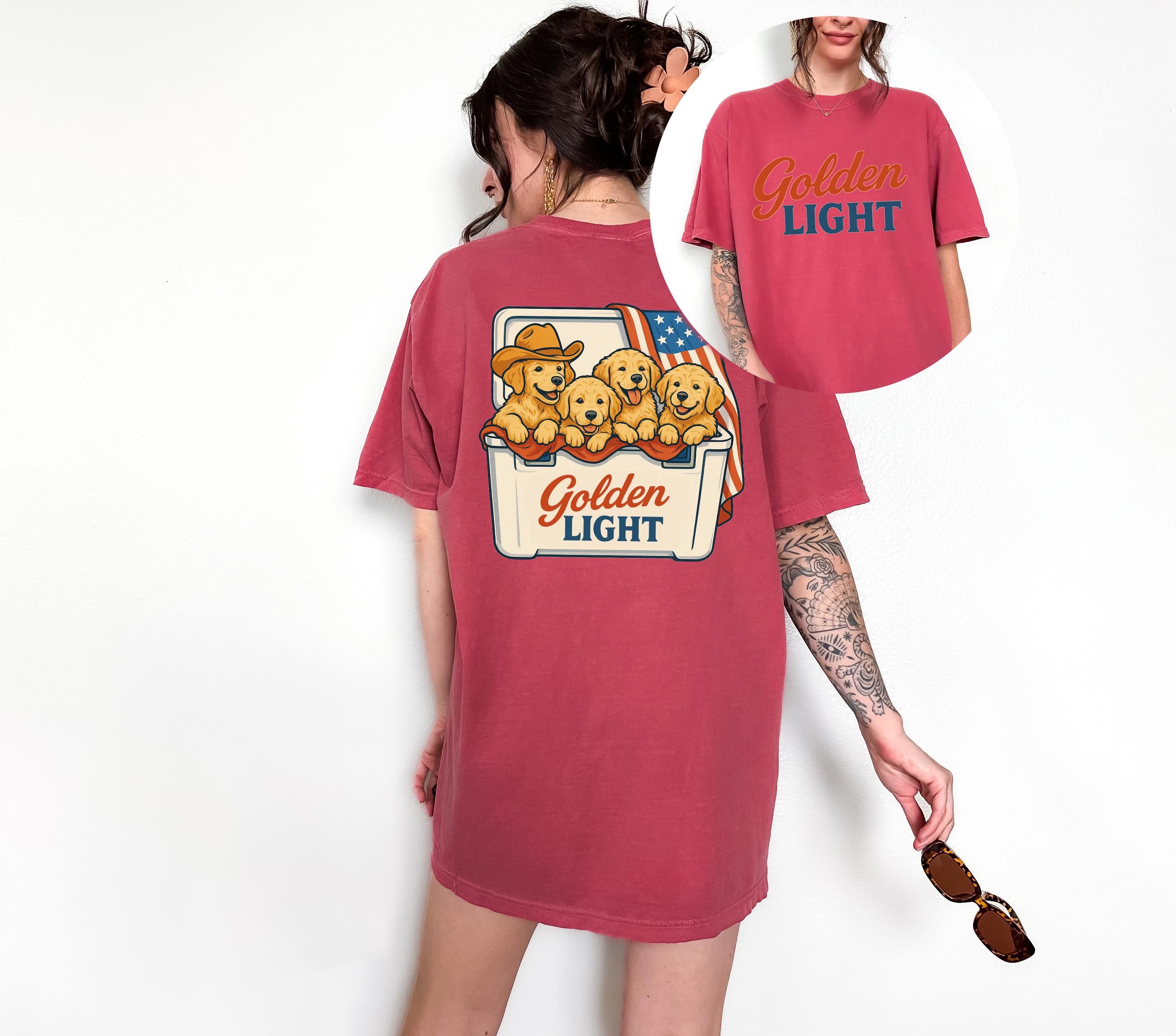 Retro Golden Light Comfort Colors shirt, 4th of July tee, Retro American Golden Retriever shirt, Unisex 4th of July shirt, Independence Tee