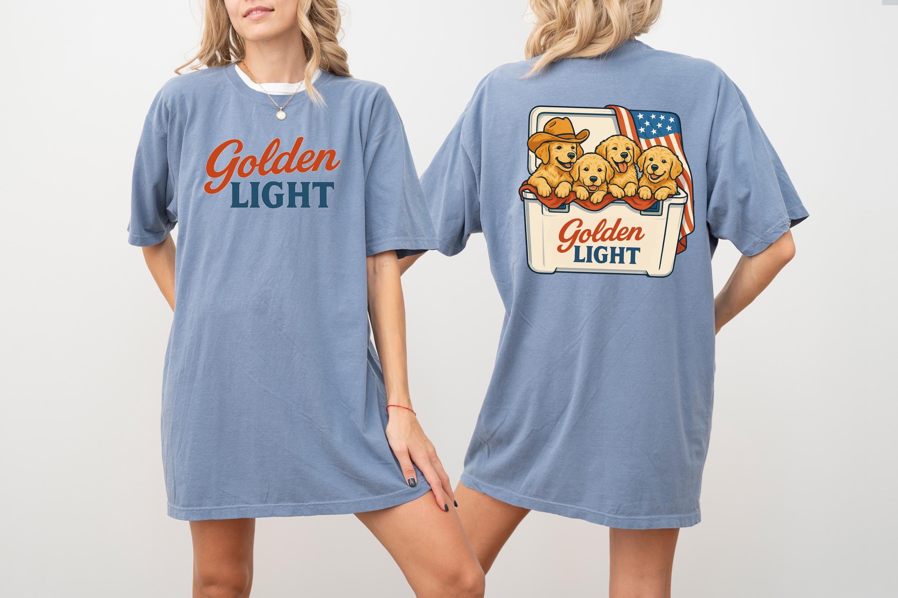Retro Golden Light Comfort Colors shirt, 4th of July tee, Retro American Golden Retriever shirt, Unisex 4th of July shirt, Independence Tee