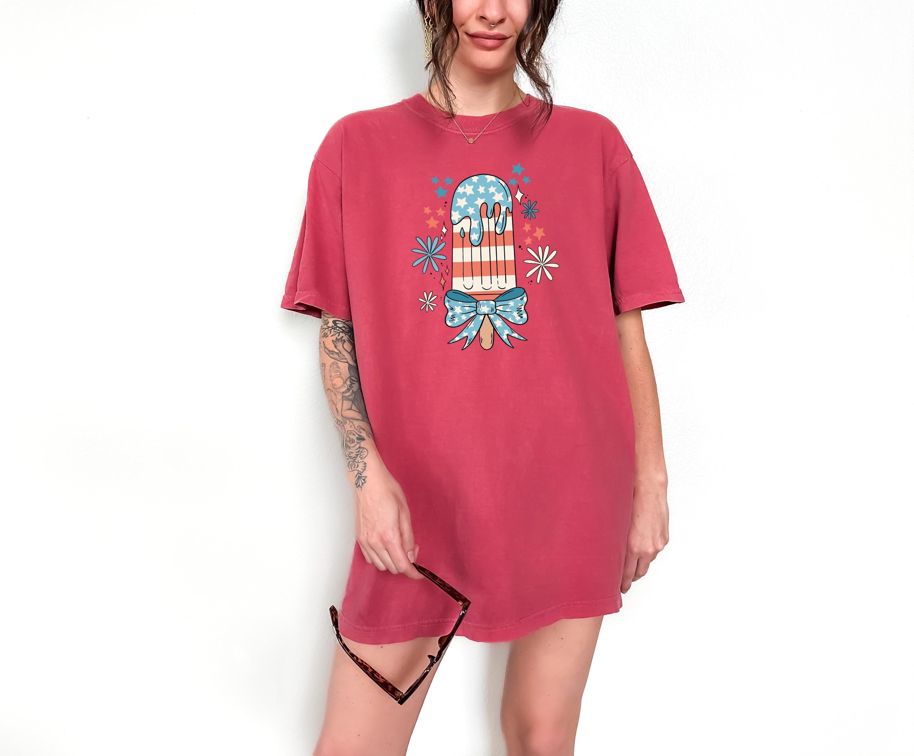 Retro Popsicle Comfort Colors Tshirt, 4th of July tee, Retro fourth shirt, Unisex July 4th T, American Flag Shirt, Independence Day