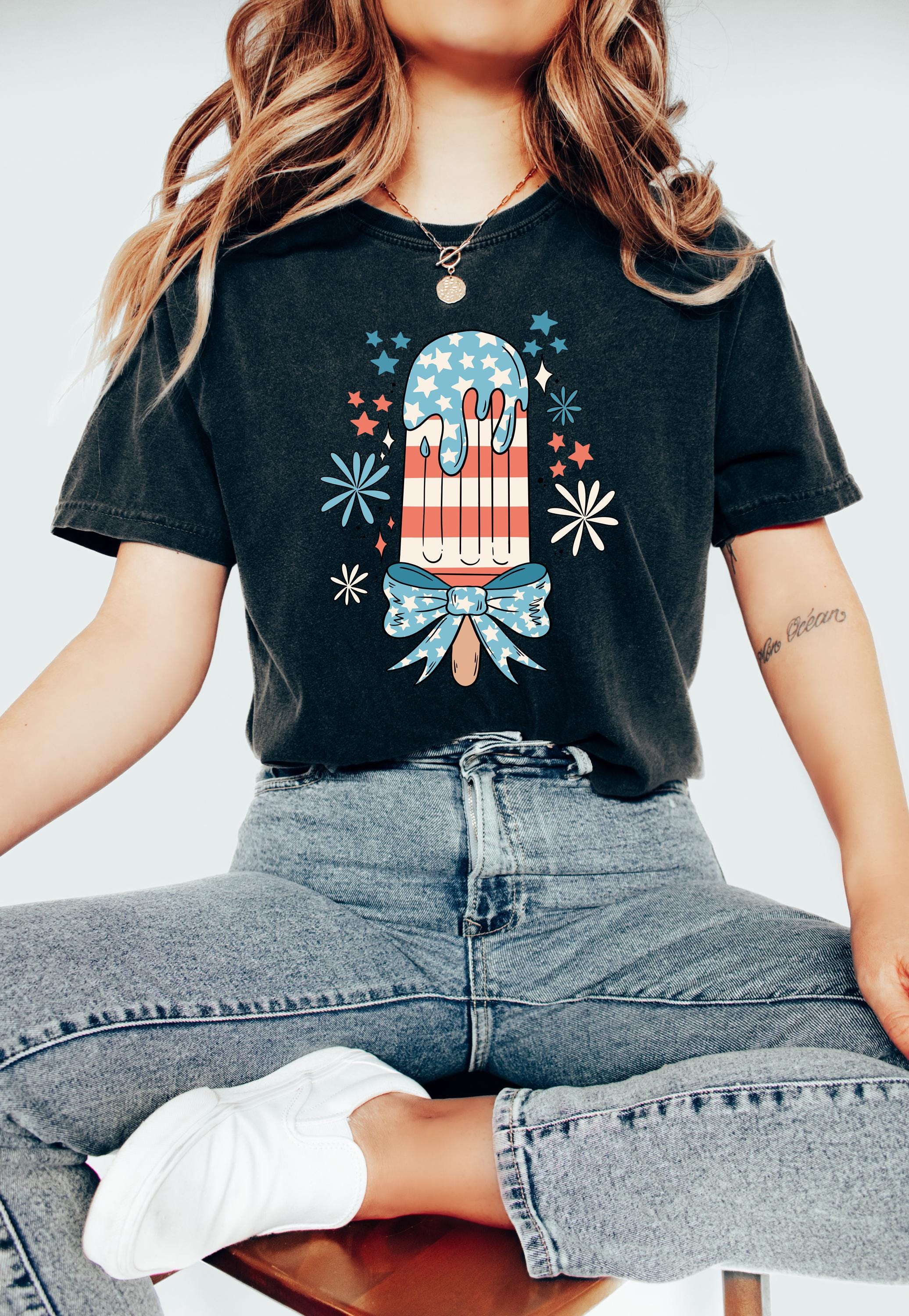 Retro Popsicle Comfort Colors Tshirt, 4th of July tee, Retro fourth shirt, Unisex July 4th T, American Flag Shirt, Independence Day