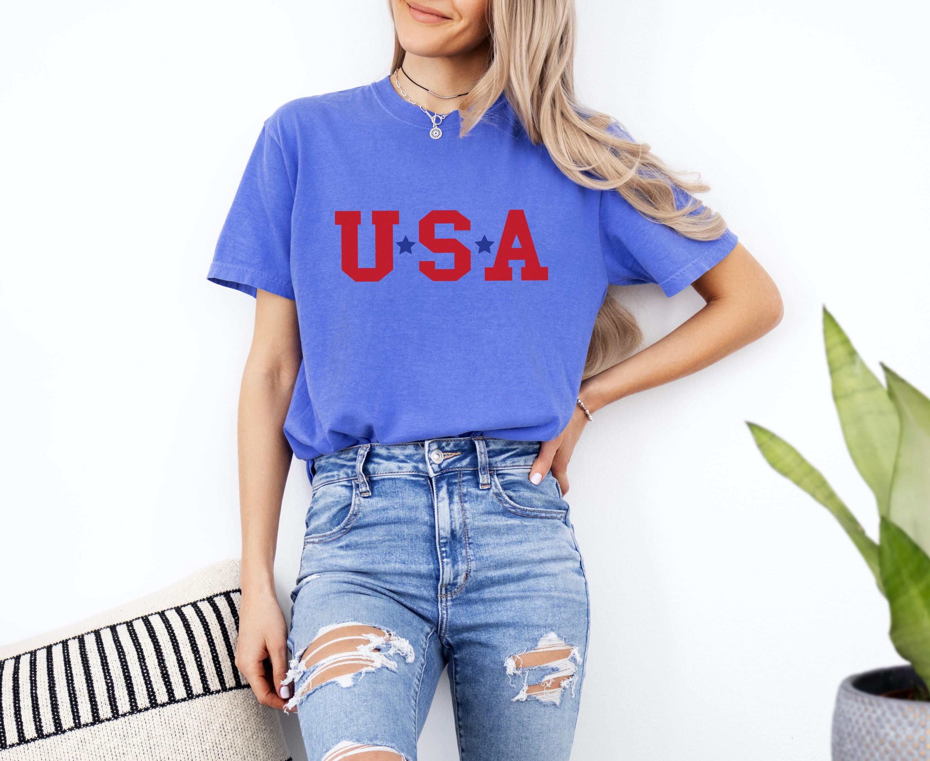 USA Stars Comfort Colors Tshirt, 4th of July tee, Retro fourth shirt, Unisex July 4th T, American Flag Shirt, Independence Day