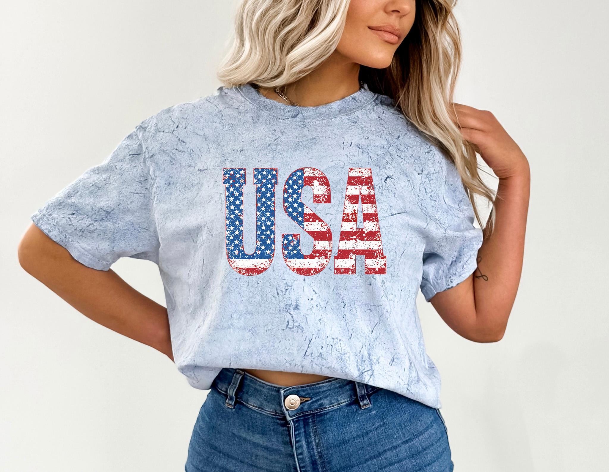 Distressed USA Tie Dye Comfort Colors Shirt, Retro Fourth Shirt, Unisex 4th of July T-Shirt, America Shirt, USA Independence Day