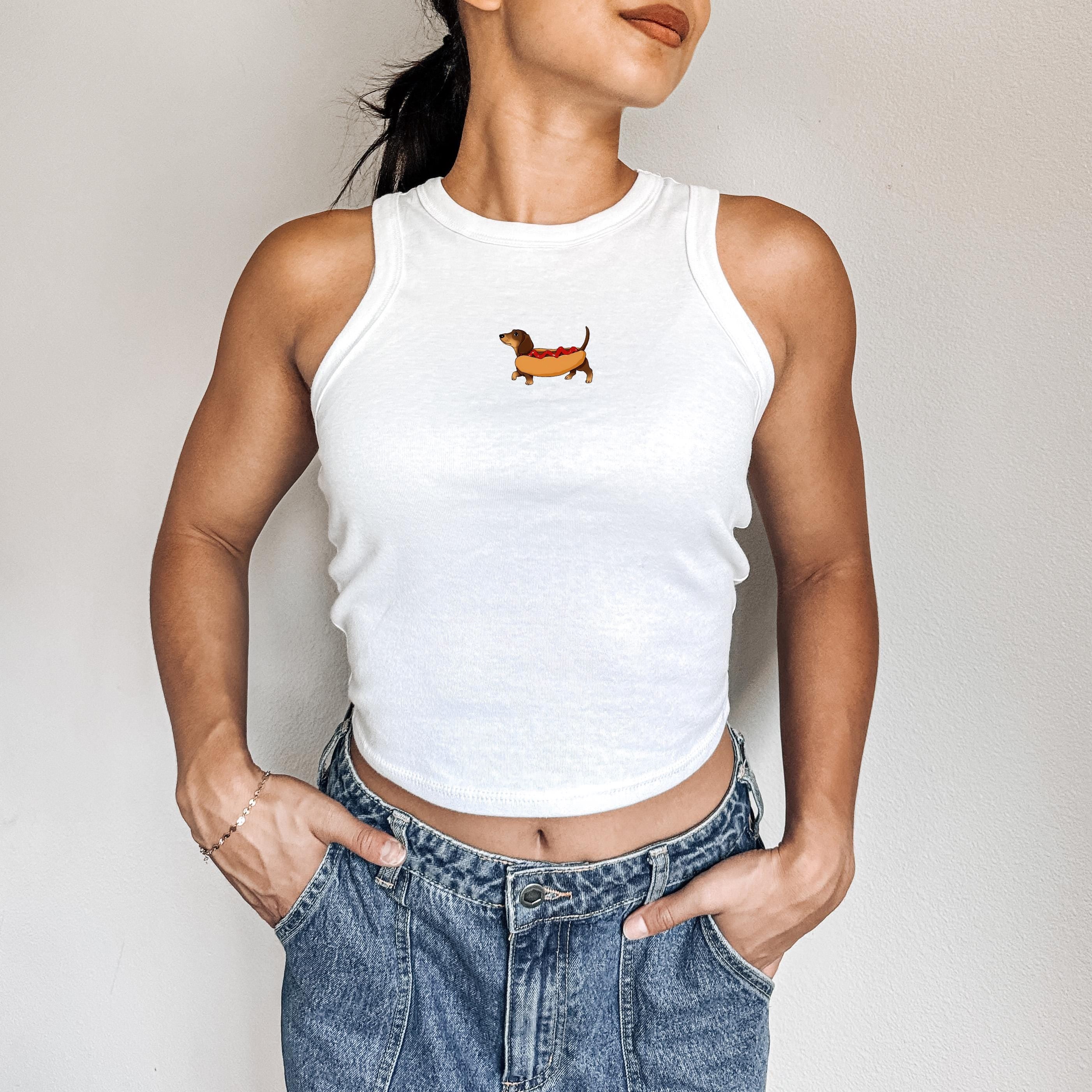 Cute Dachshund Hotdog Tank, 4th of July Red White and Blue T, July Fourth Shirt, Independence Day, American Flag, 1019 Tank Top