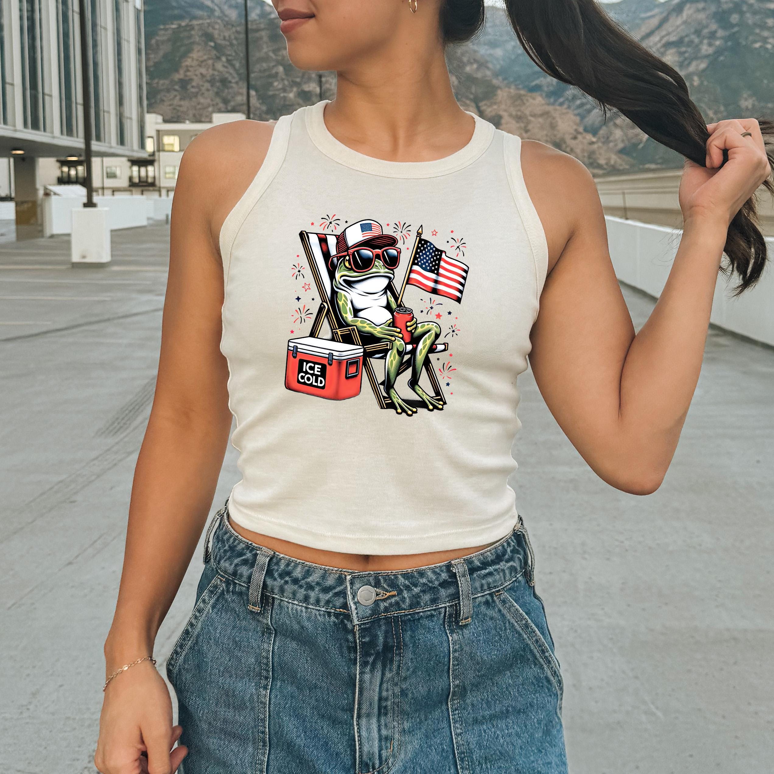 Funny Patriotic Frog Tank, 4th of July Red White and Blue T, July Fourth Shirt, Cute Independence Day Shirt, American Flag, 1019 Tank Top