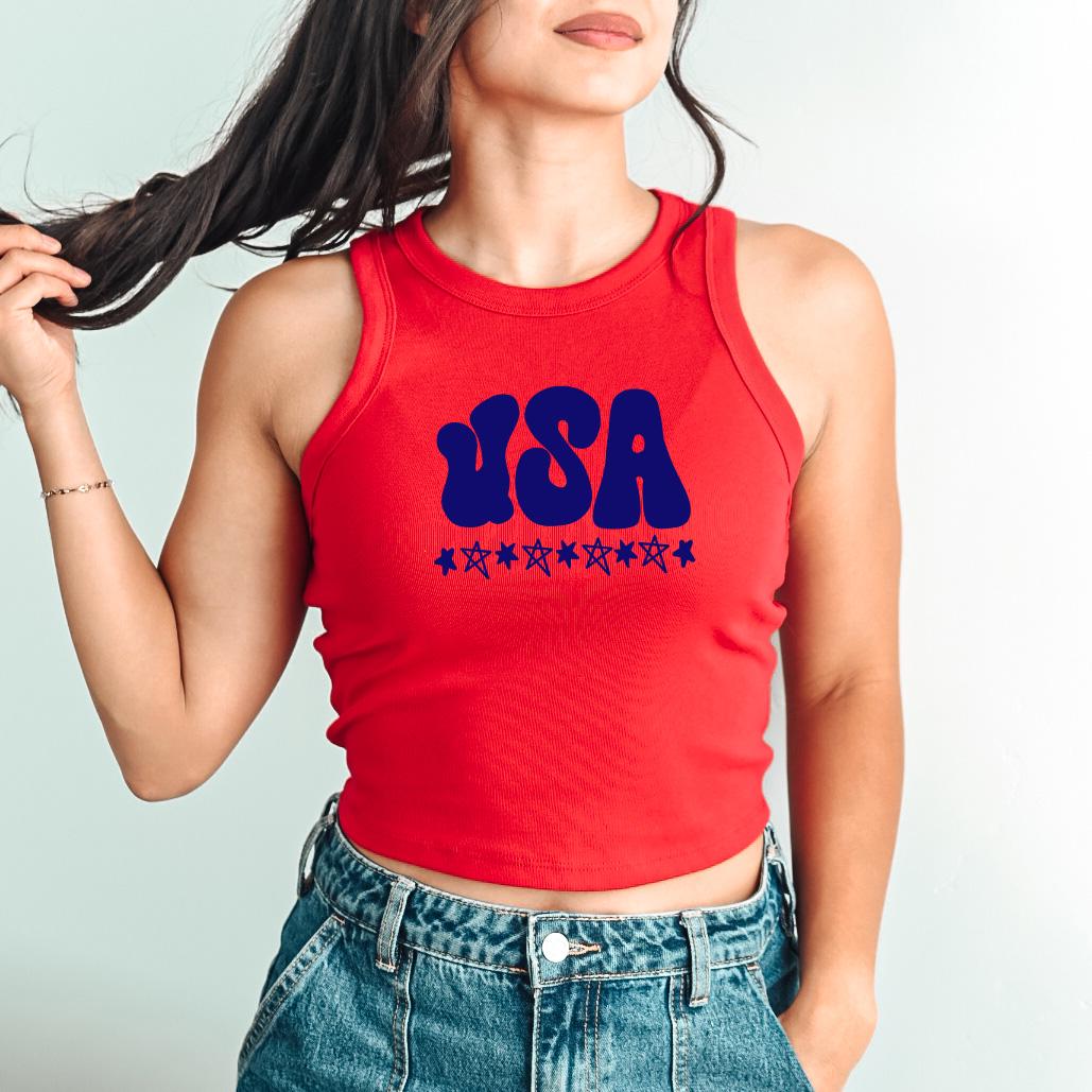 USA Blue Stars Tank, 4th of July Red White Blue Stars And Stripes T, July Fourth Shirt, Independence Day Shirt, American Flag 1019 Tank Top