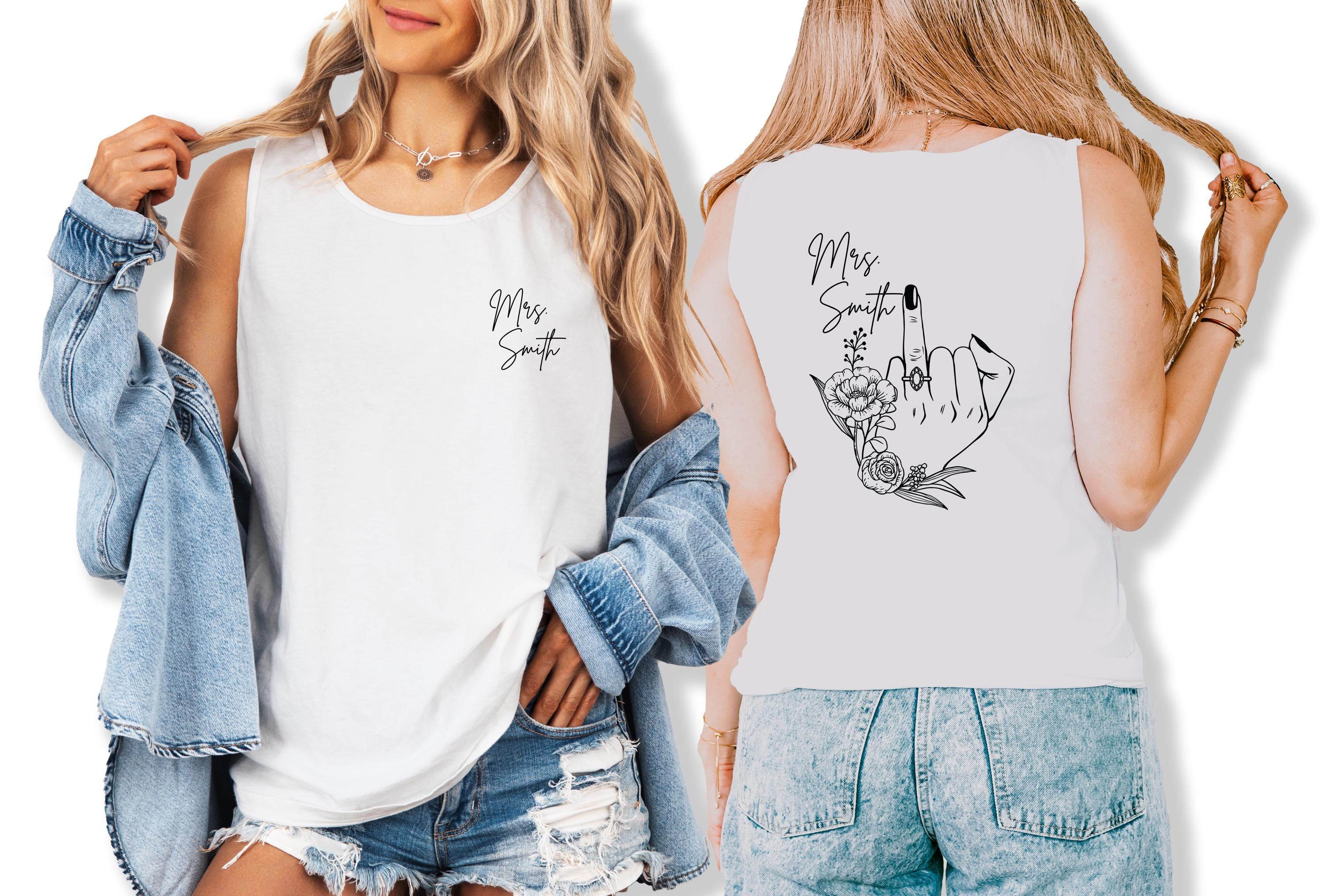 Custom Name Engagement Tank Top, Wedding Gift for Bride, Bachelorette Tank