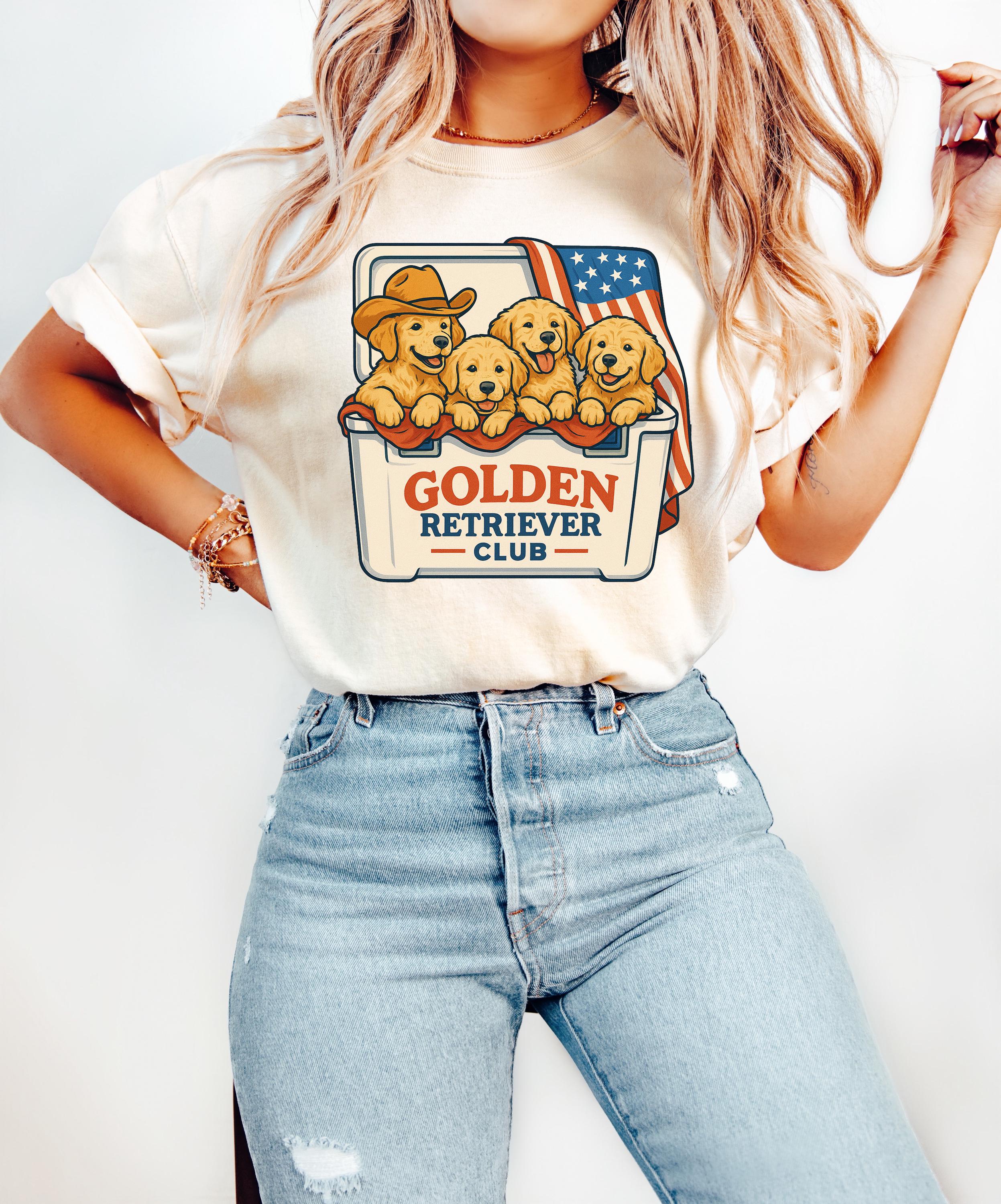 Retro Golden Retriever Club Comfort Colors Shirt Fourth of July T Cute fourth Shirt Unisex 4th of July Patriotic Shirt Independence Day