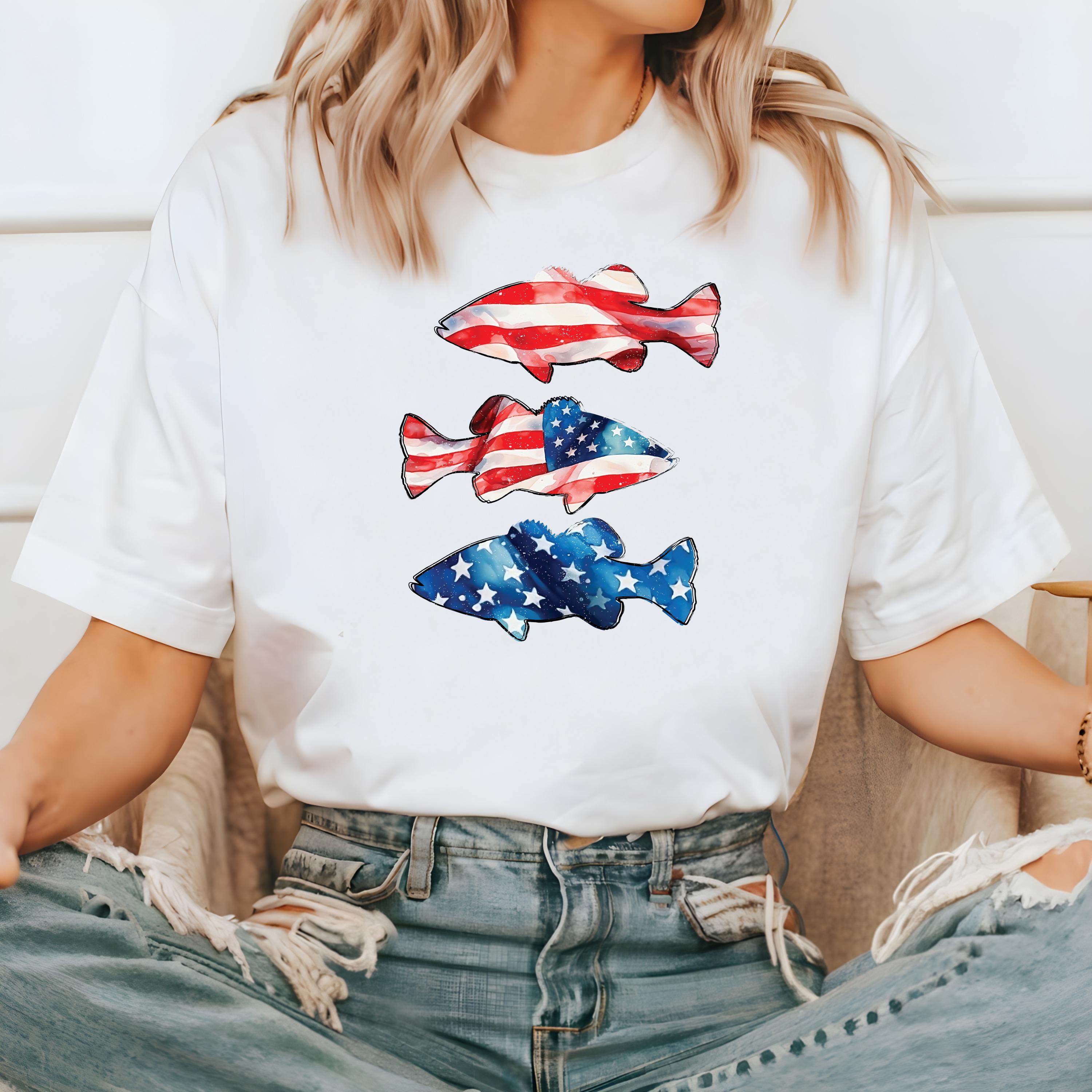 Stars and Stripes Fish Comfort Colors Tshirt, 4th of July tee, Retro fourth shirt, Unisex July 4th T, American Flag Shirt, Independence Day