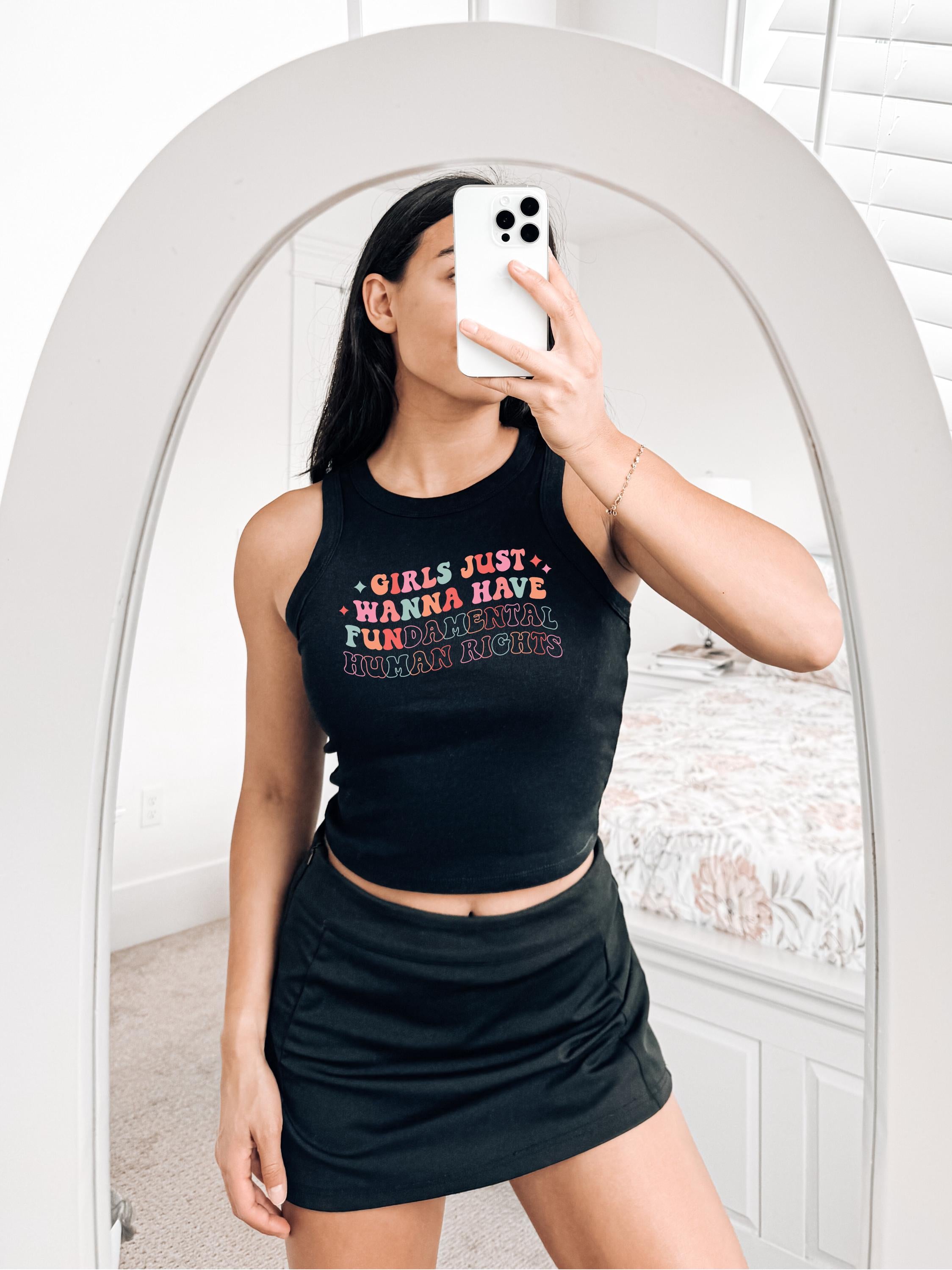 Girls Just Wanna Have Fundamental Human Rights Tank, Summer Tank Top Baby Tee, 1019 Tank Top, Feminism Design