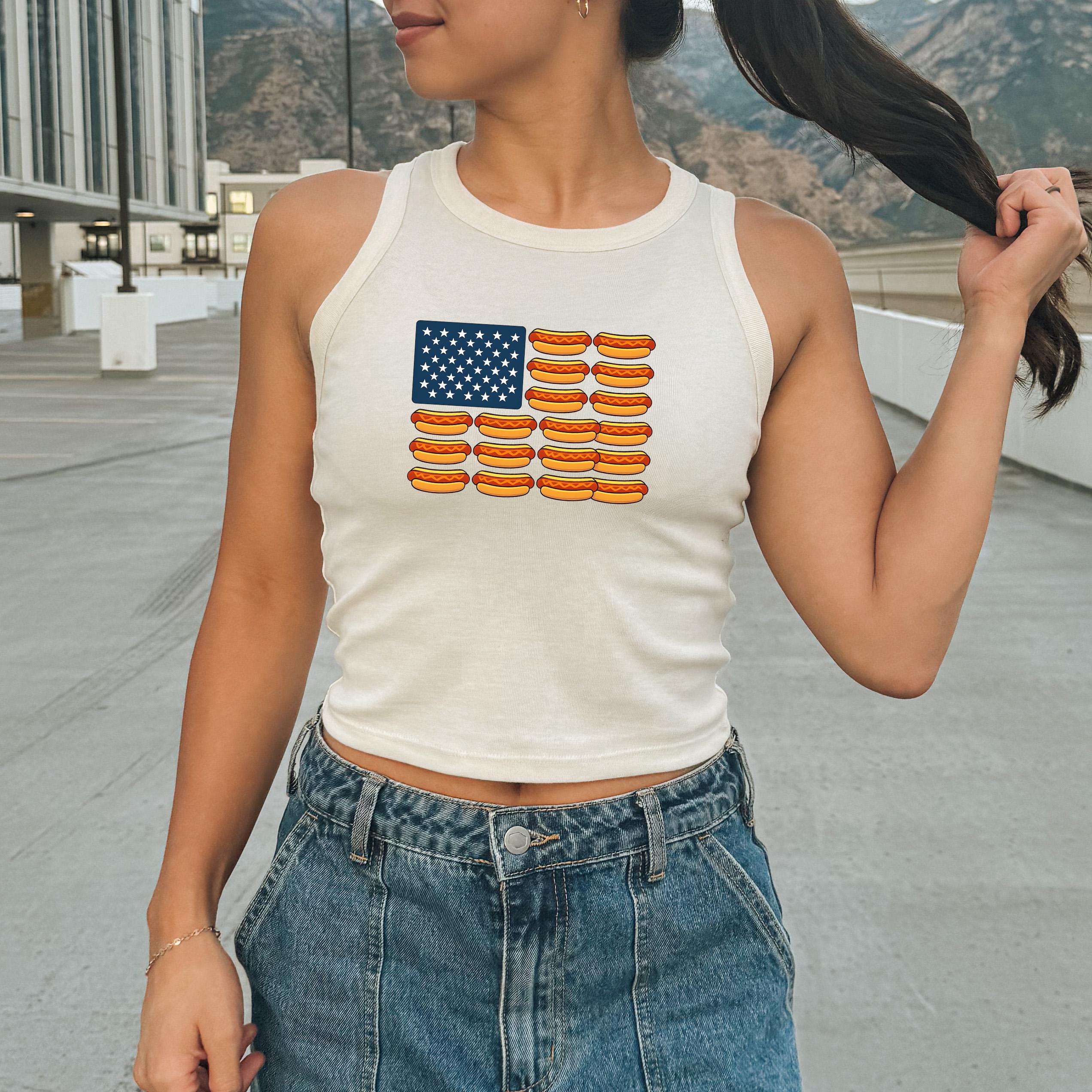 Funny Hotdog Tank, 4th of July Red White and Blue T, July Fourth Shirt, Independence Day, Baby Tee Design, American Flag, 1019 Tank Top