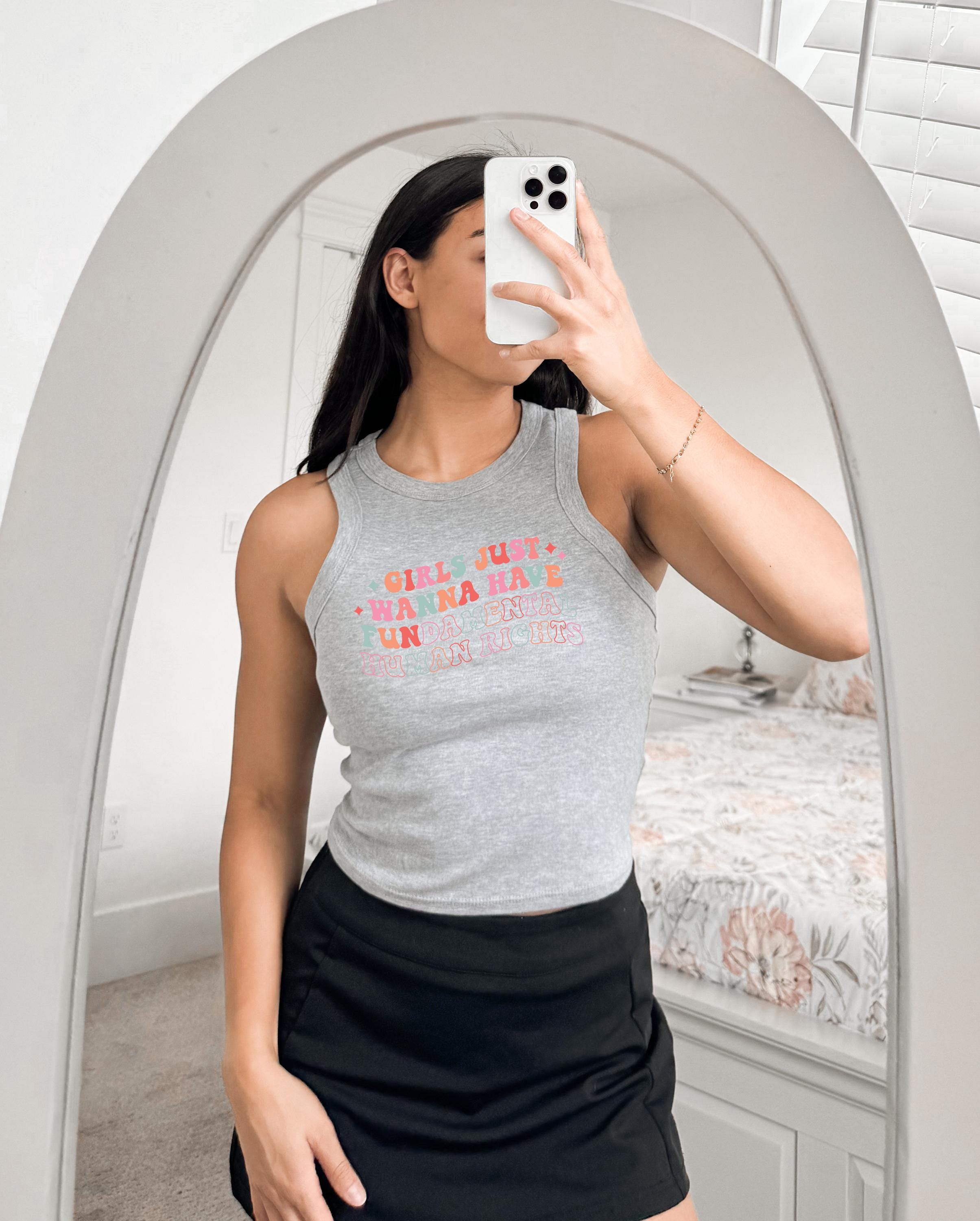 Girls Just Wanna Have Fundamental Human Rights Tank, Summer Tank Top Baby Tee, 1019 Tank Top, Feminism Design