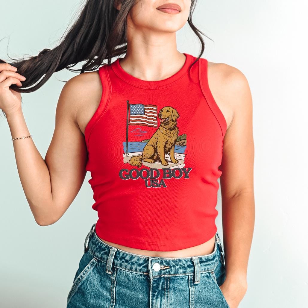 Good Boy USA Tank, 4th of July Golden Retriever Baby T, July Fourth Shirt, Independence Day Shirt American Flag 1019 Tank Top, Patriotic Tee